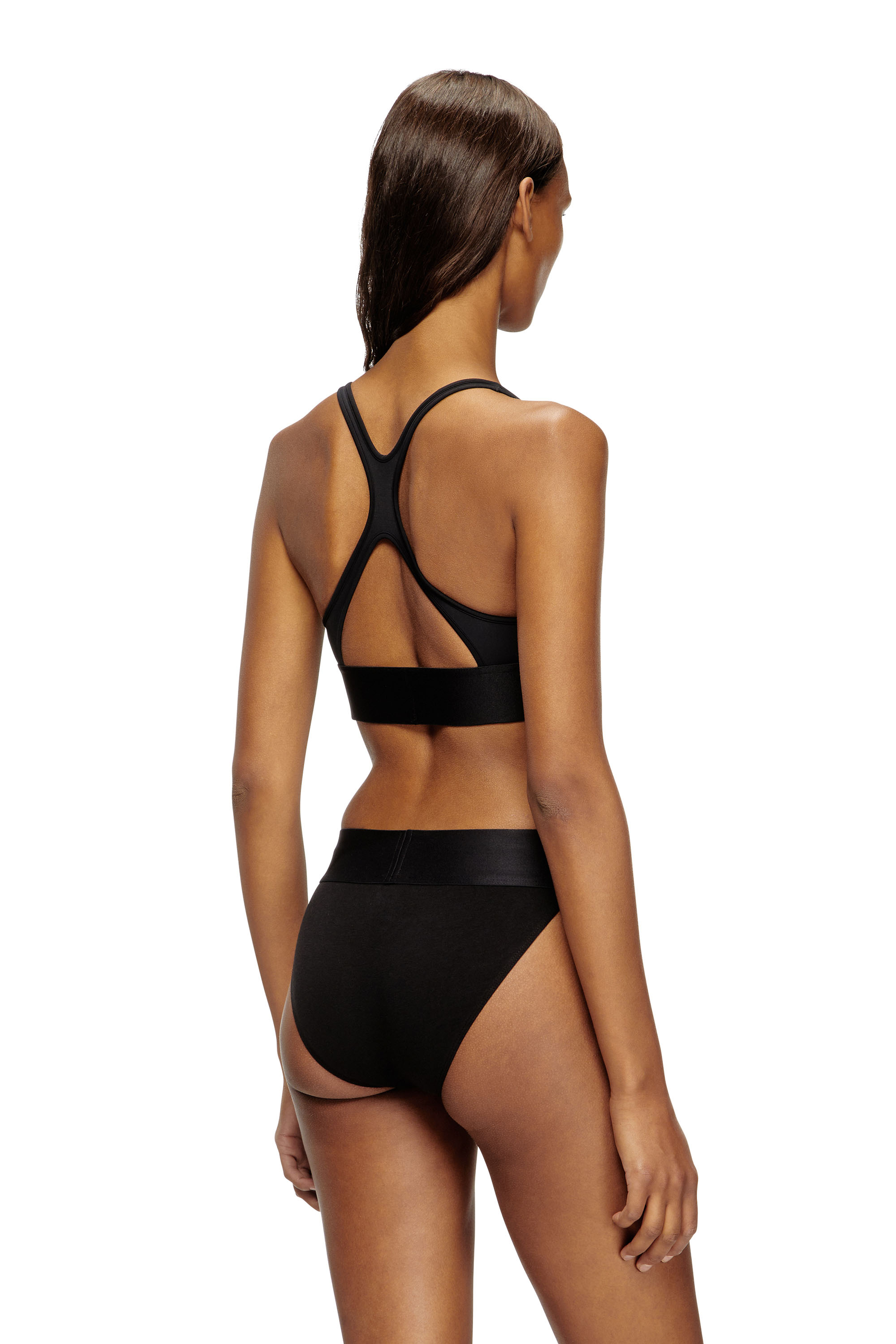Diesel - ALLISON-D-POP, Woman's Microfibre sports bra with cut-off logo in Black - 4