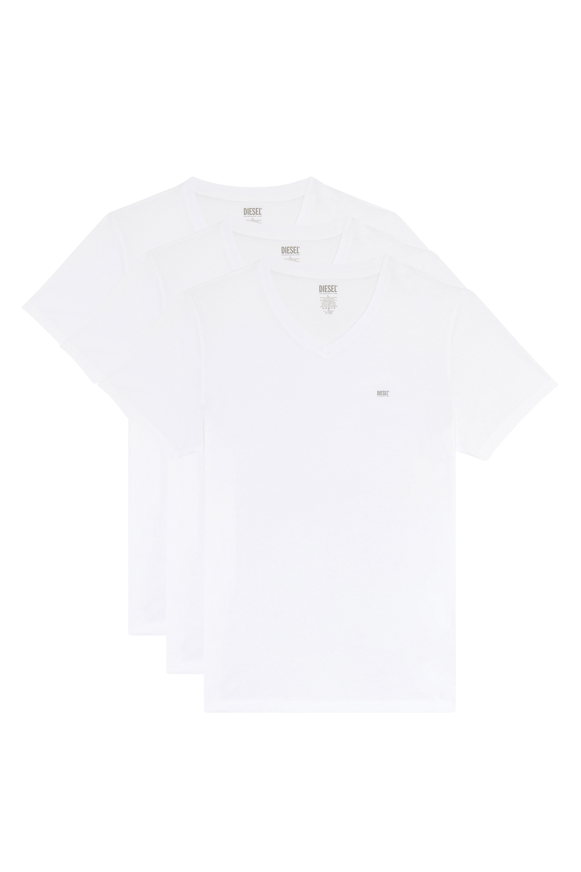 Diesel - UMTEE-MICHAEL3PACK, Man Three-pack of V-neck T-shirts in White - Image 1