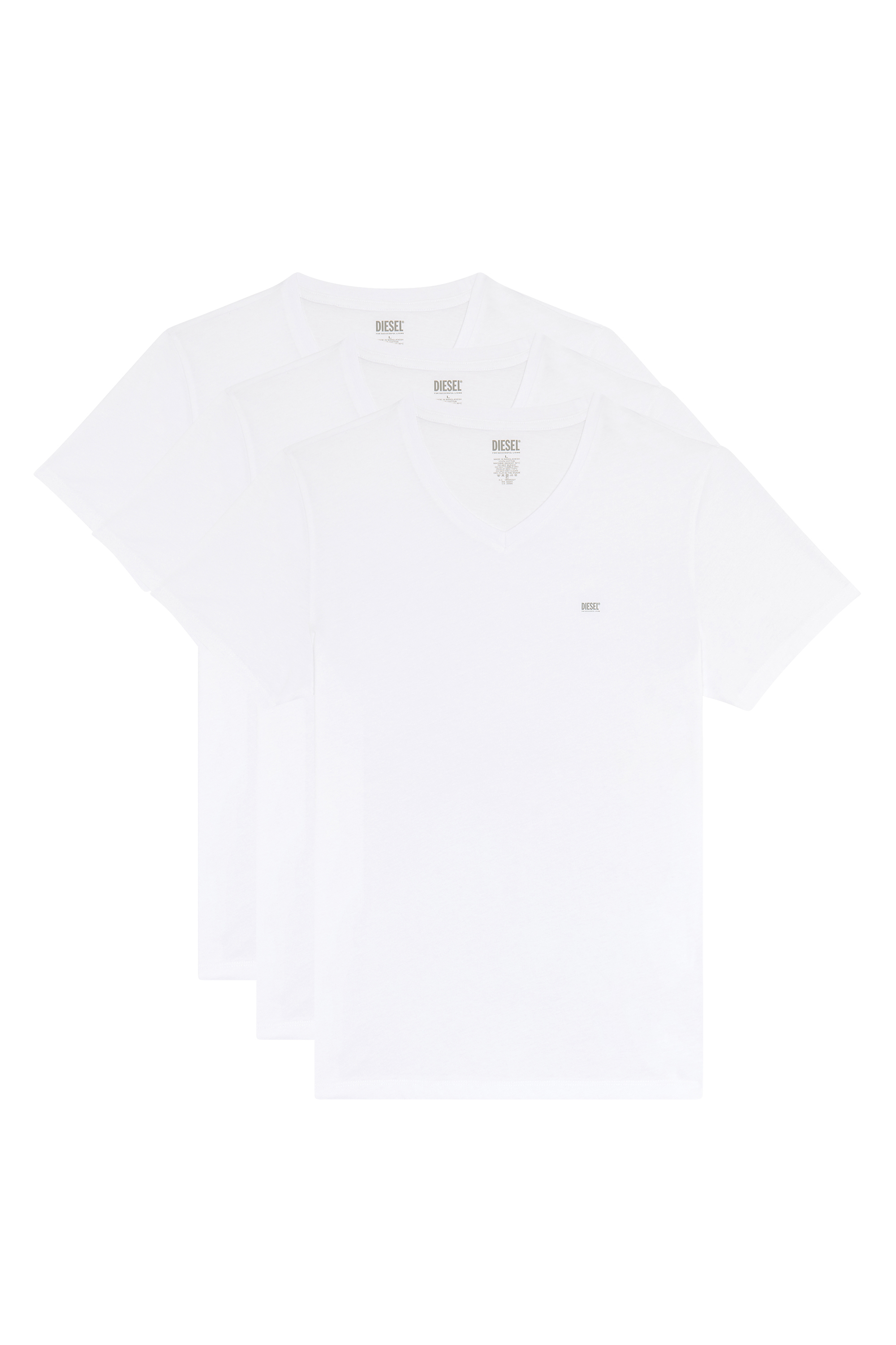 Diesel - UMTEE-MICHAEL3PACK, Man's Three-pack of V-neck T-shirts in White - 2