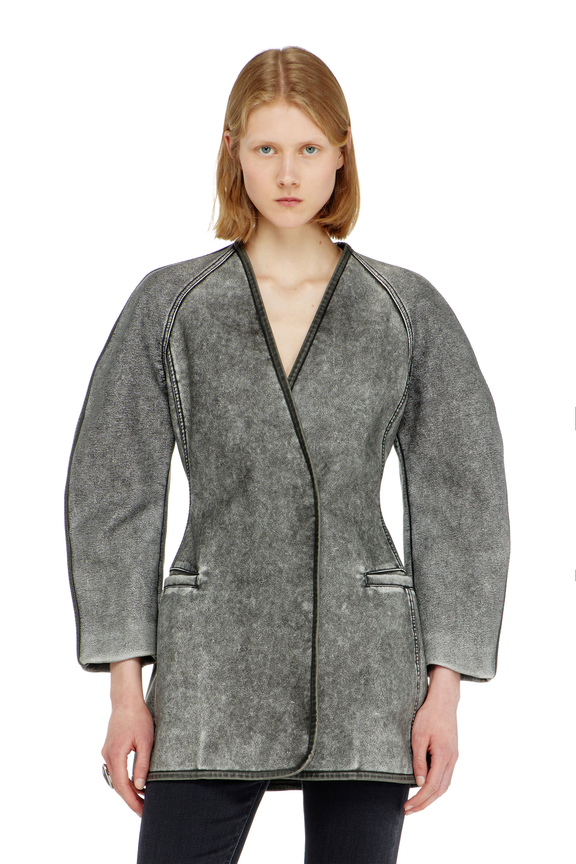 Diesel - G-ALAX, Woman's Cardigan jacket with cocoon sleeves in Grey - 1