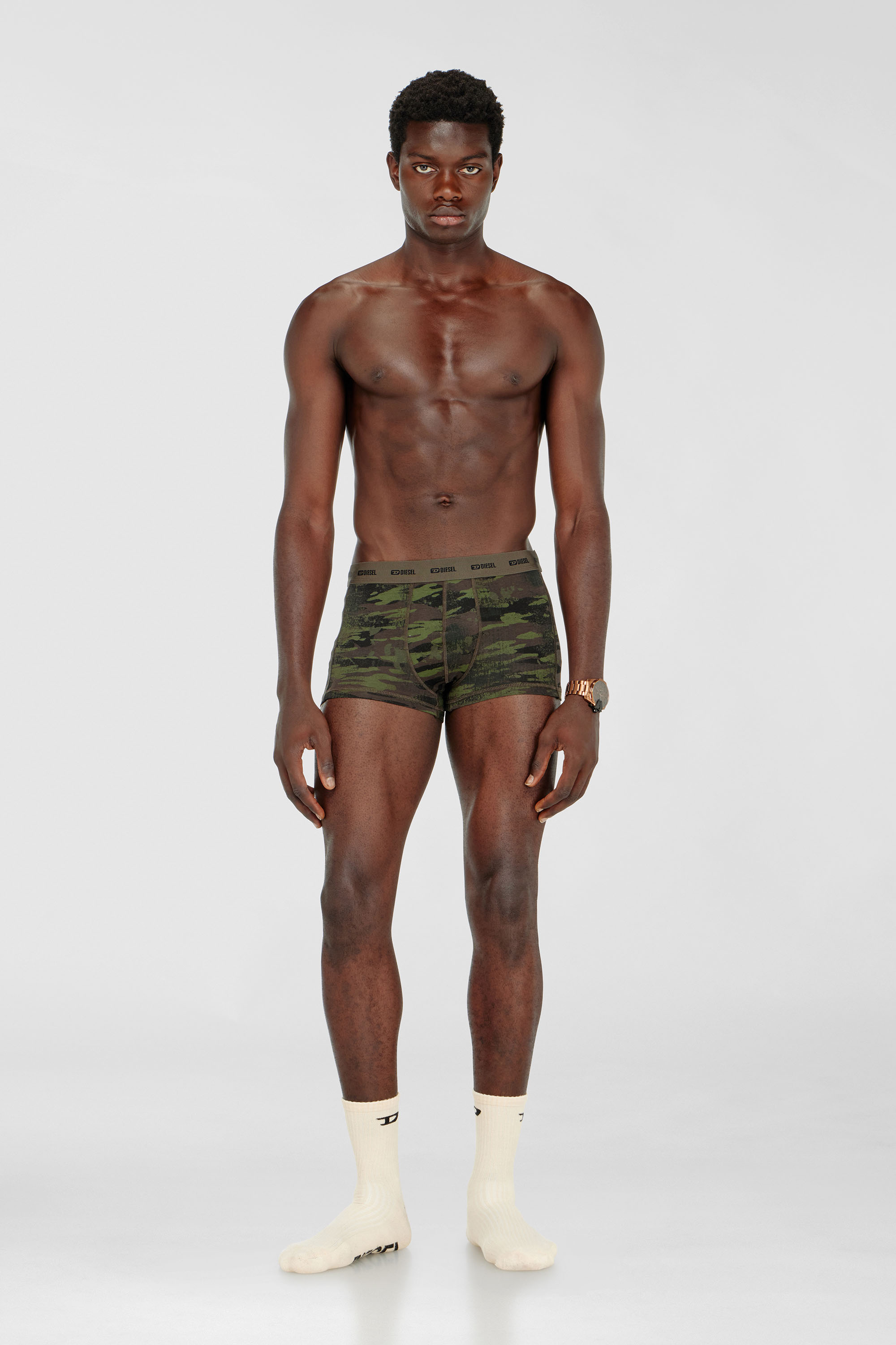 Diesel - DAMIEN-UTLT-3PACK, Man's Three-pack of boxer briefs plain and camo in Black/Green - 1