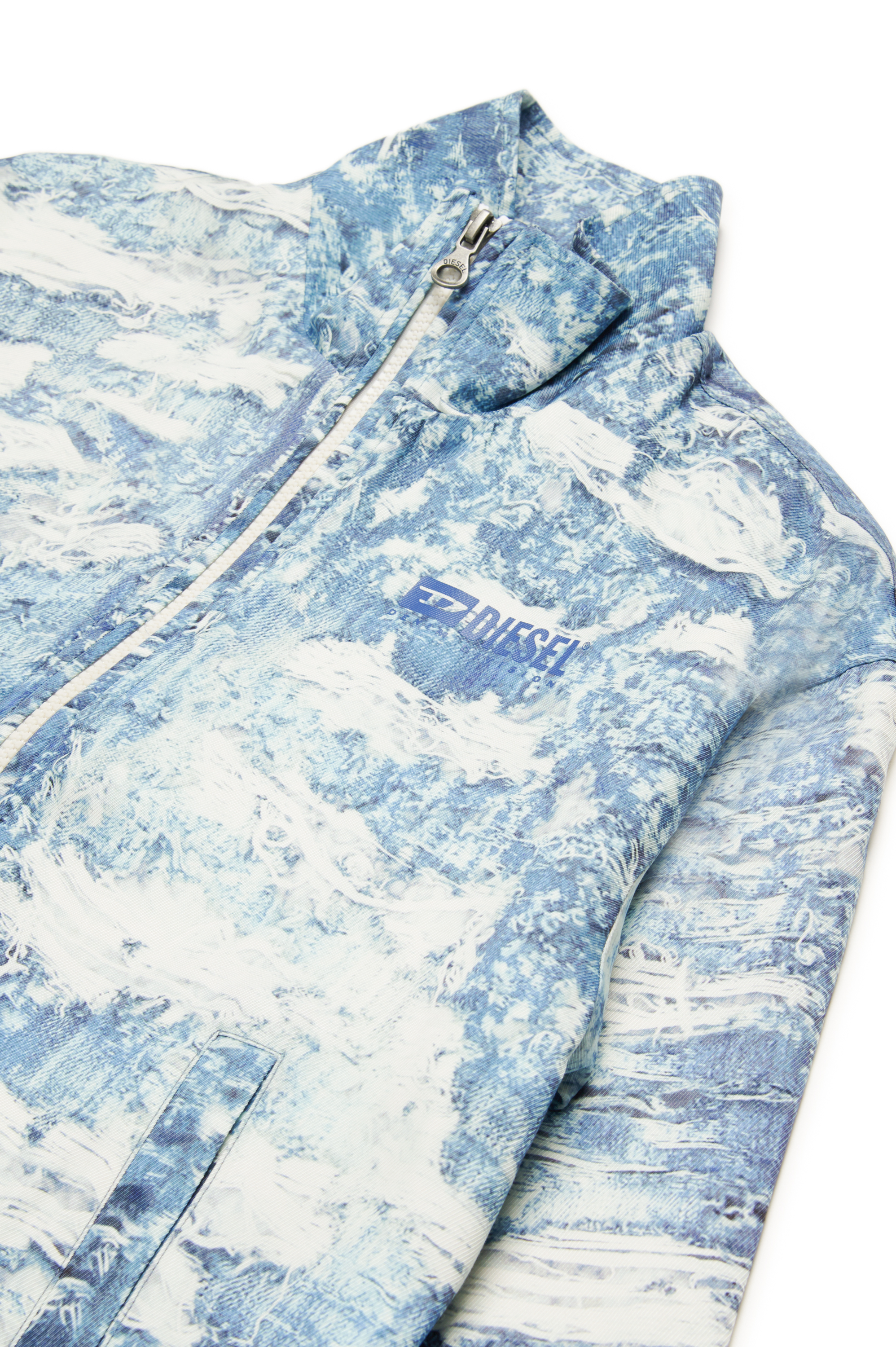 Diesel - JALSTON, Man's Windbreaker with Tiger Breaks trompe l'oeil in Blue - 3