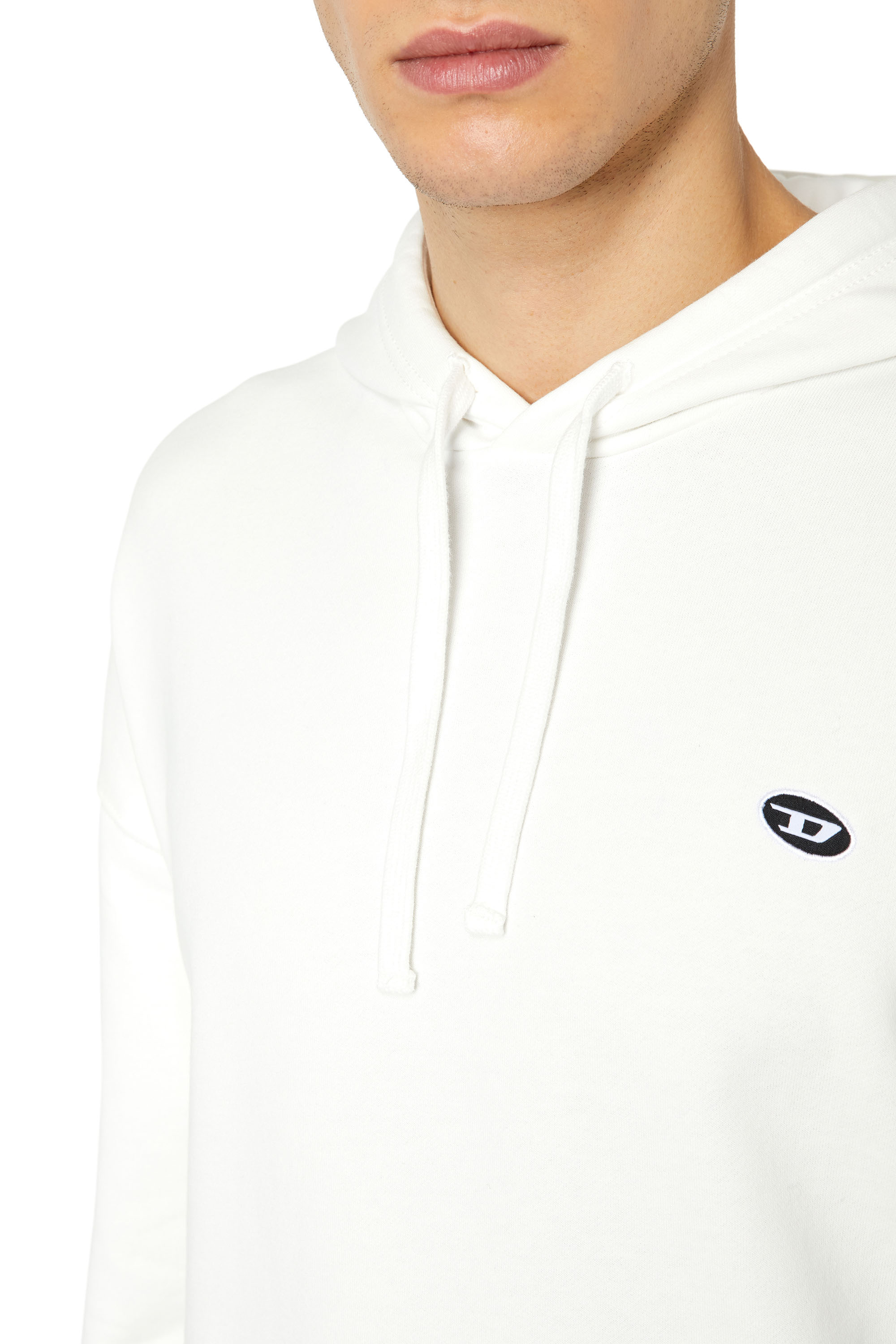 Diesel - S-ROB-HOOD-DOVAL-PJ, Man Hoodie with oval D patch in White - Image 5