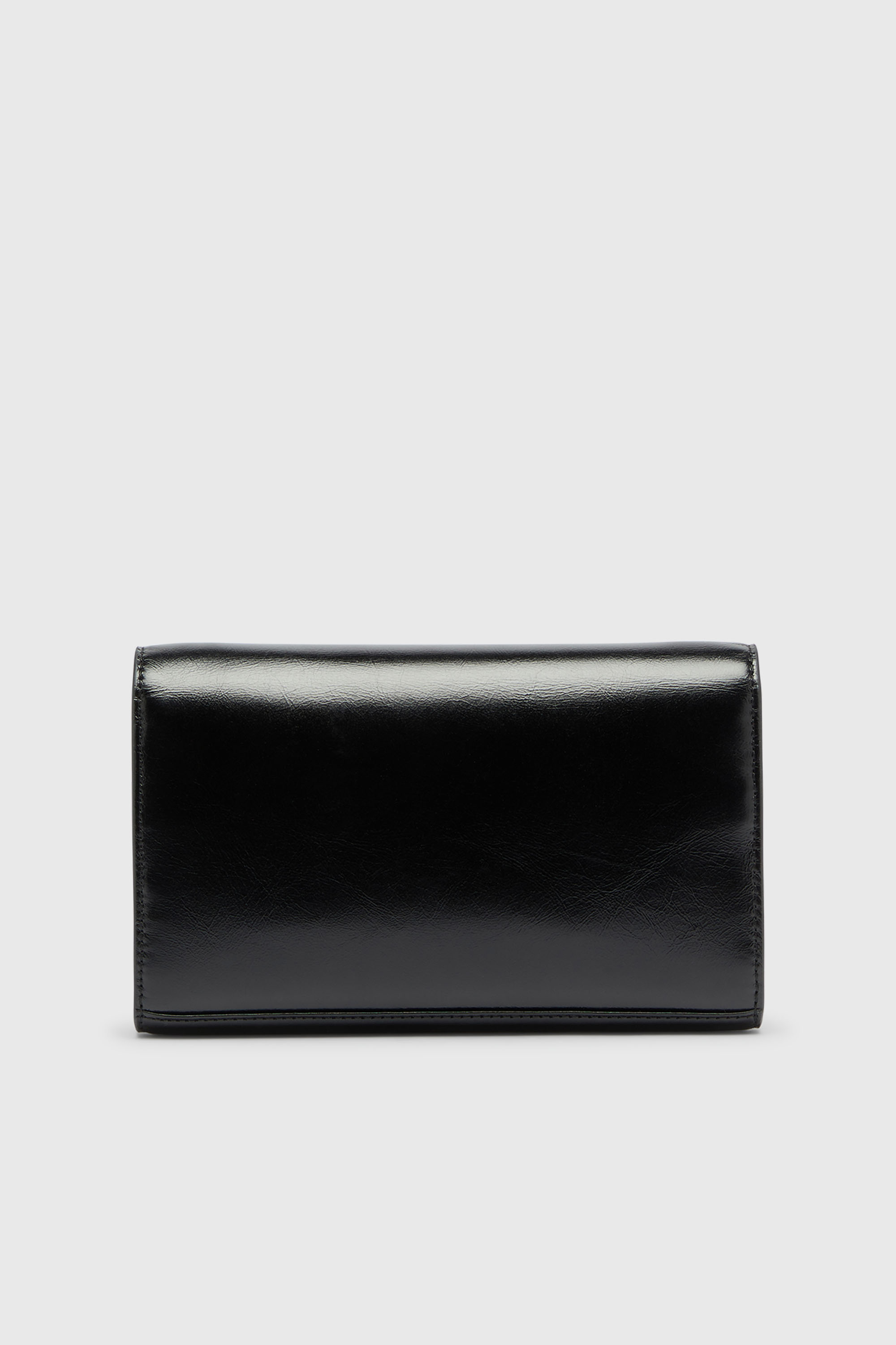 Diesel - D-ENVELOP WALLET ON CHAIN, Woman's Wallet purse in shiny wrinkled leather in Black - 2