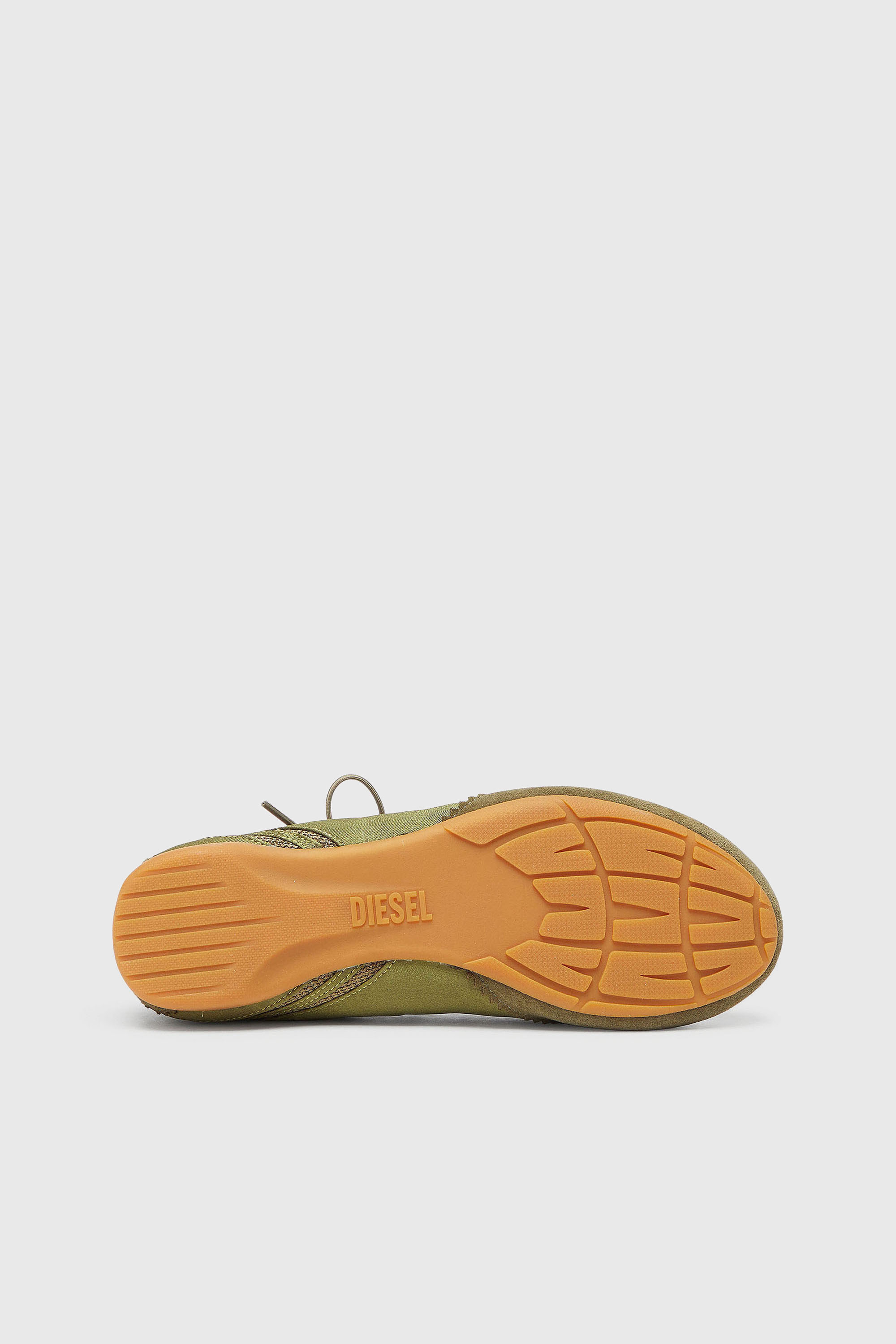 Diesel - D-MILE BALLERINA LACE UP II W, Woman's D-Mile - Lace-up ballerina flats in leather and mesh in Military Green - 5