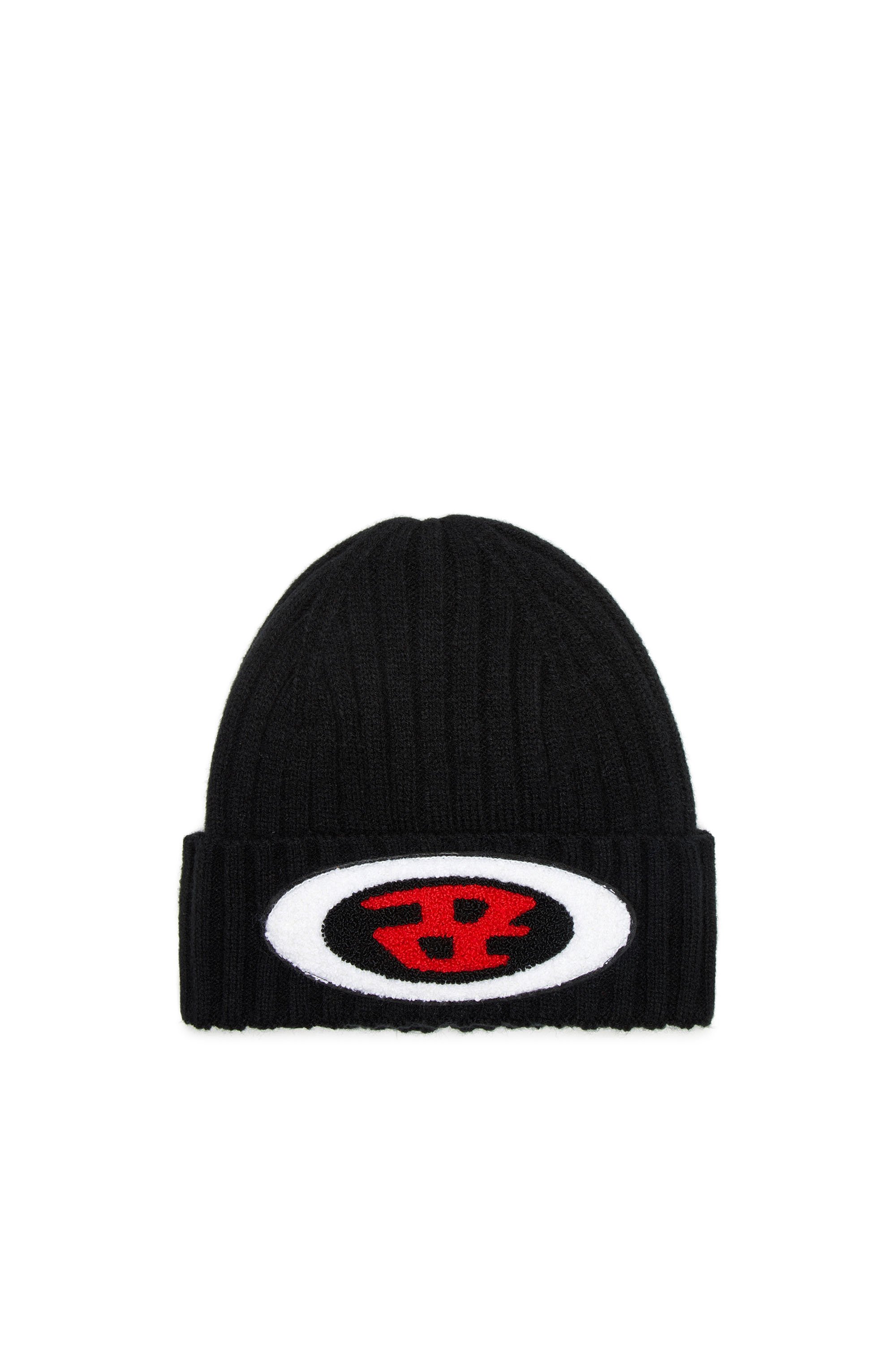 Diesel - K-DIEGO-C, Unisex's Rib-knit beanie with logo patch in Black - 1