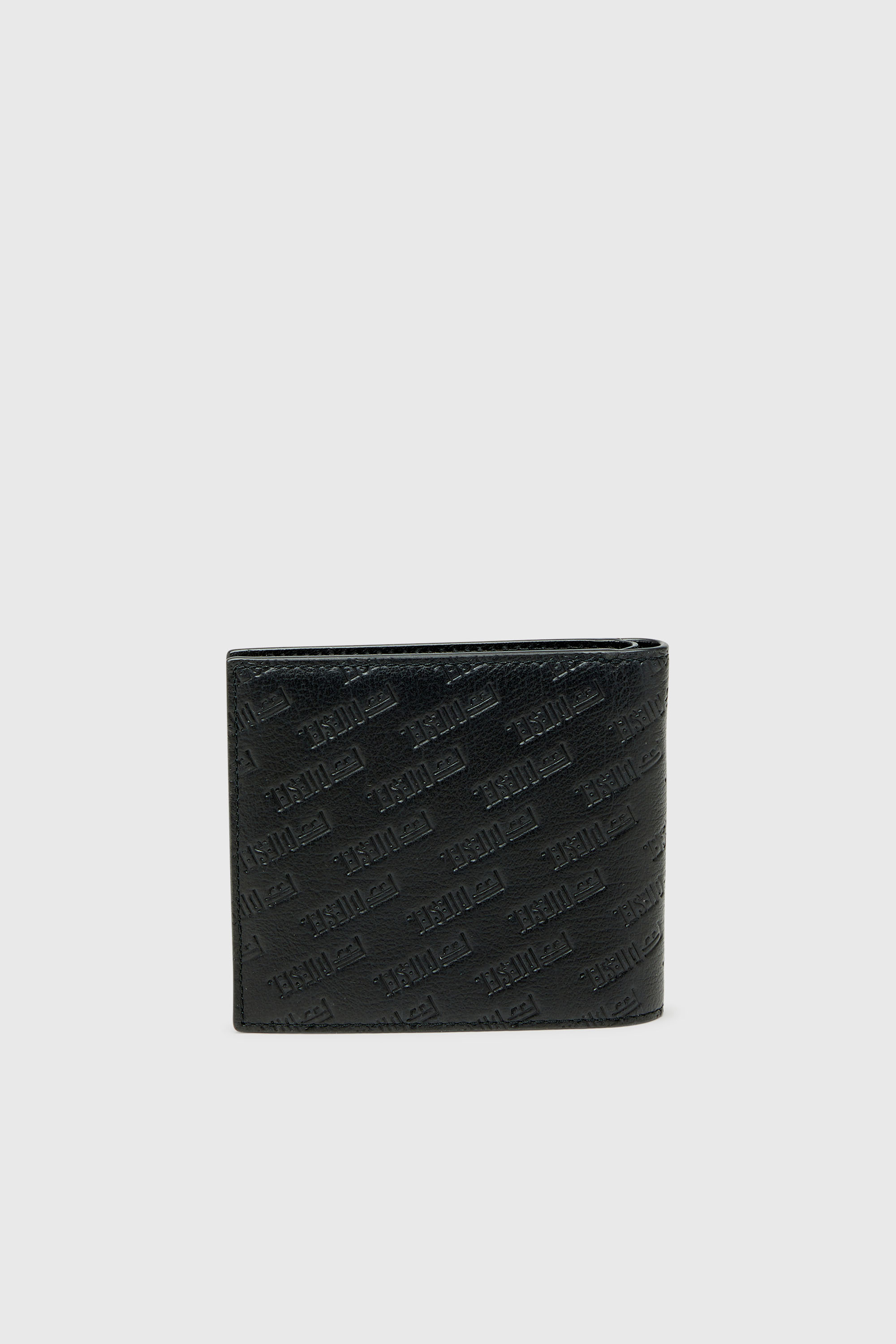 Diesel - MONOGRAM BI-FOLD COIN S 3D, Man's Leather bi-fold wallet with all-over embossed logo in Black - 2