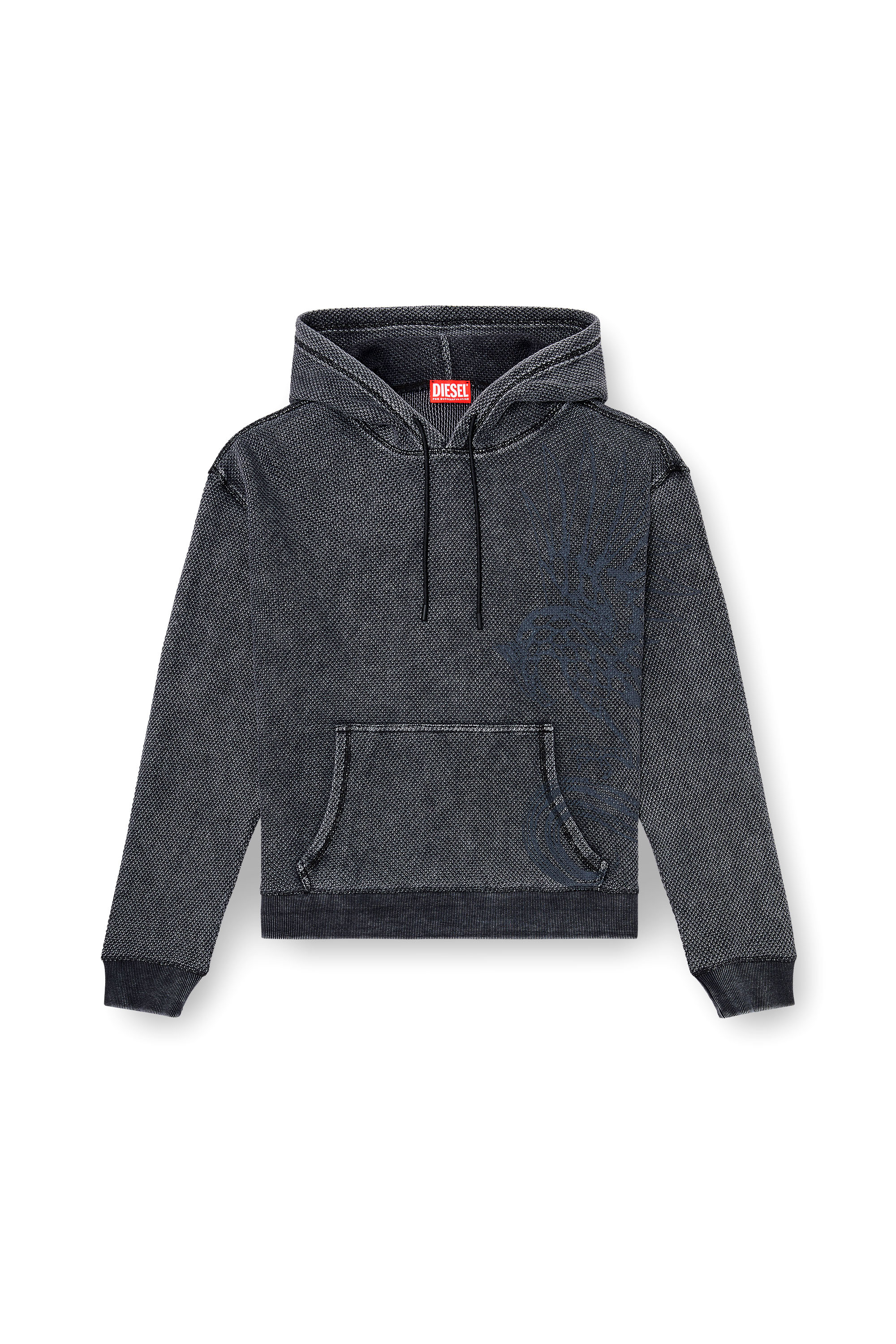 Diesel - S-NORM-HOOD-AA1, Man's Hoodie in textured cotton mesh in Dark grey - 3