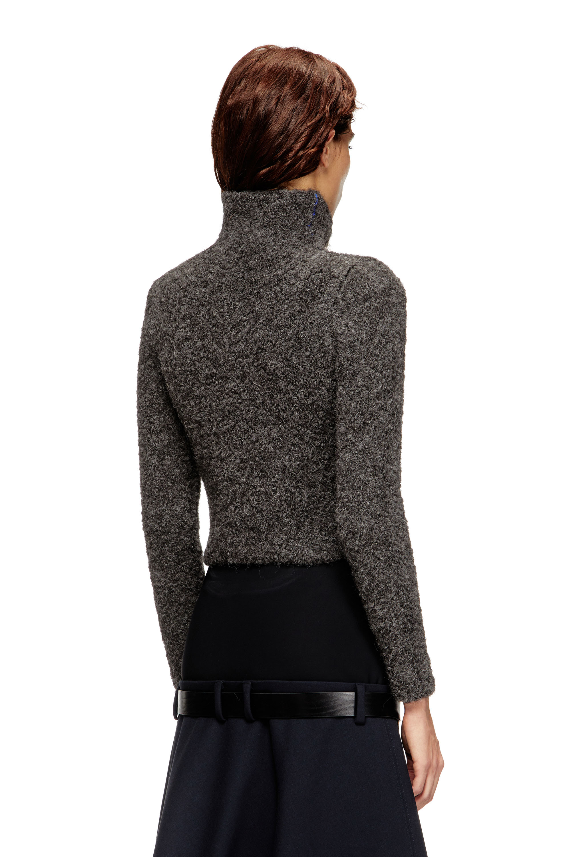 Diesel - M-ELEONERE, Woman's Zip cardigan with contrast interior in Dark grey - 4