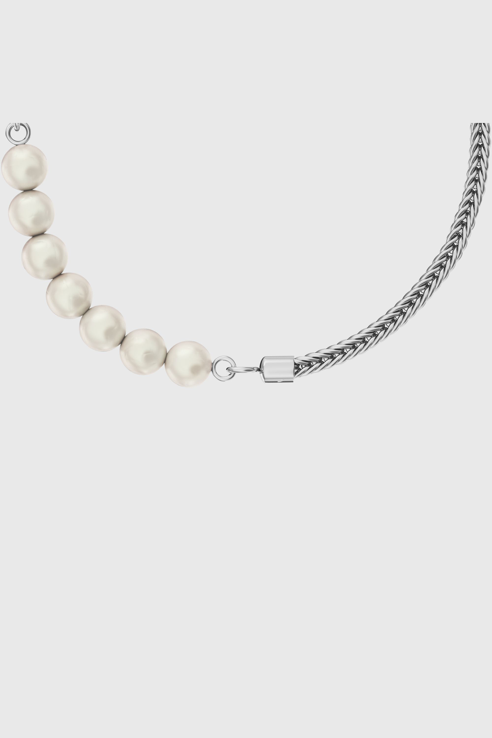 Diesel - DL1368040 STERLING SILVER JEWEL, Unisex's Sterling silver chain and pearl bracelet in Silver - 3