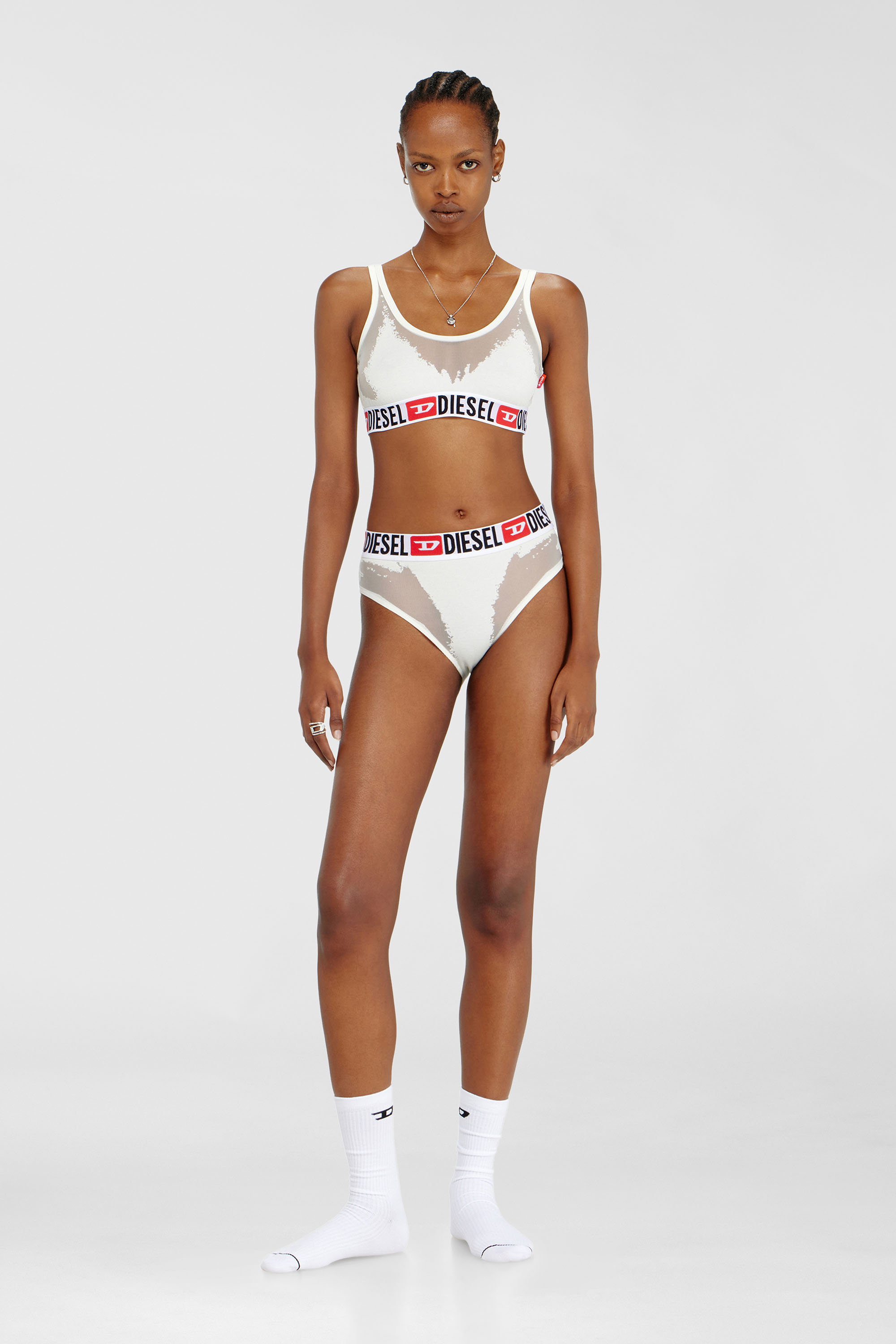 Diesel - PR-ORIBA-D-CORE, Woman's Bralette with sheer devor&eacute; effect in White - 2
