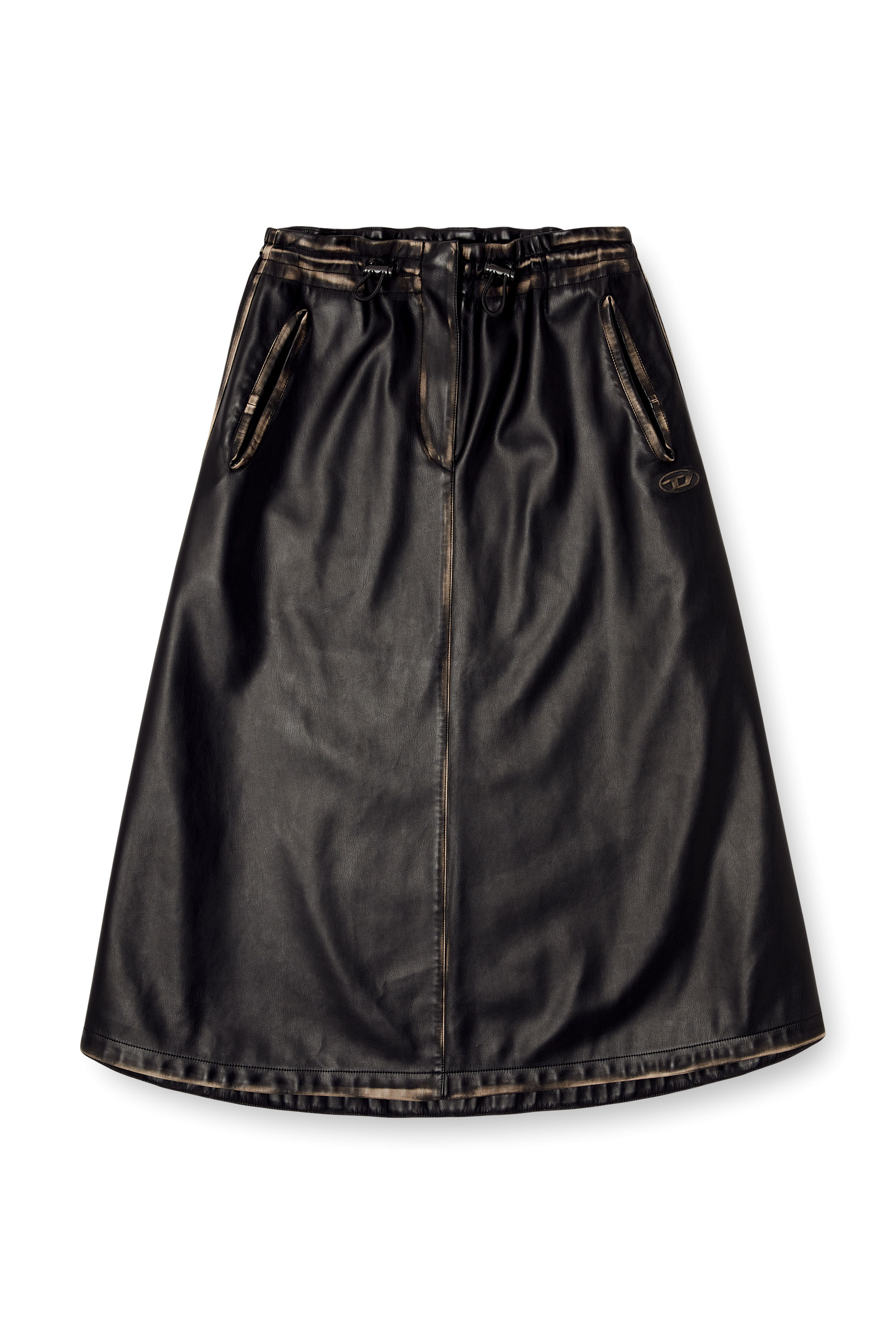 Diesel - O-BLIVION, Woman's Skirt in treated technical fabric in Black/Brown - 2