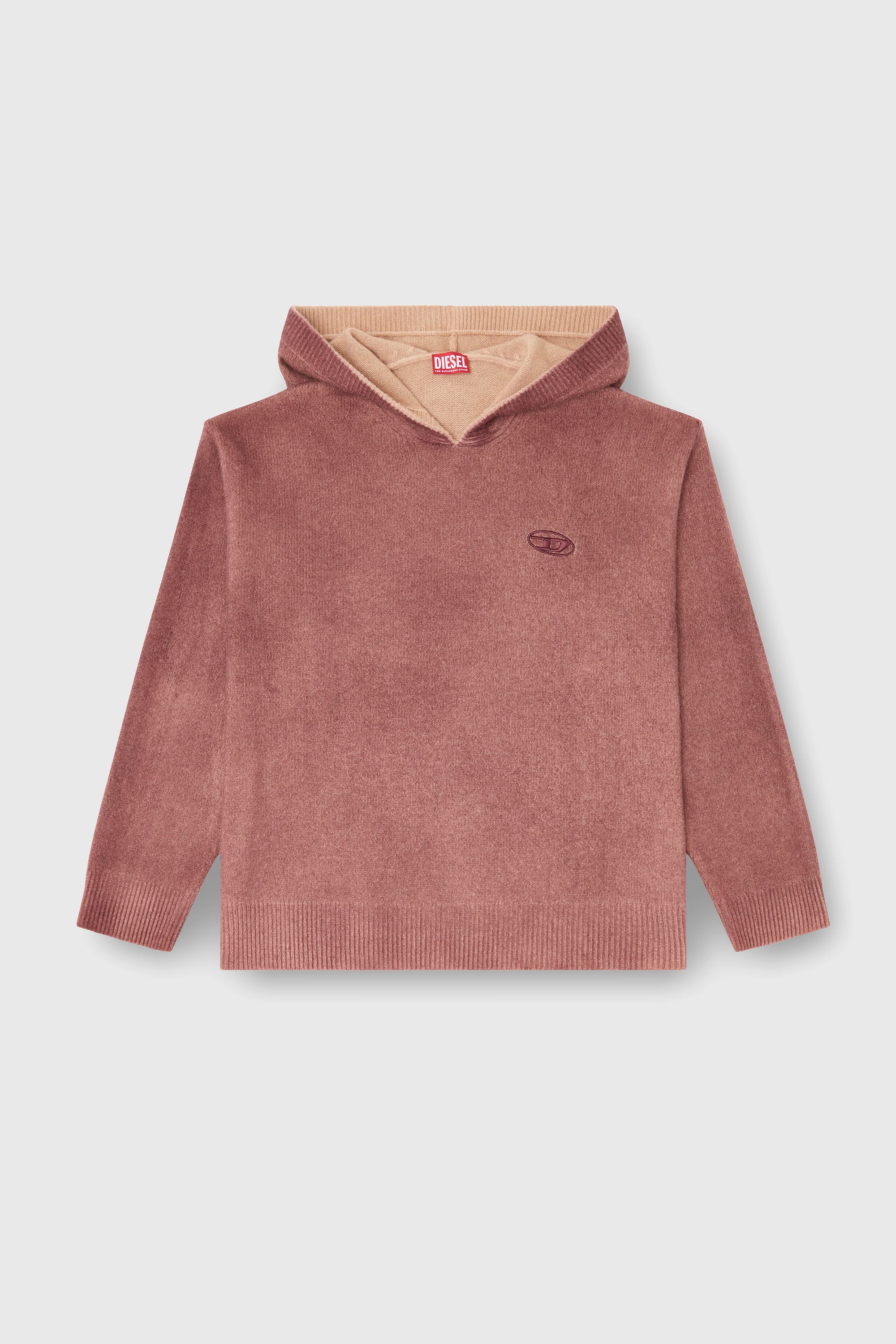 Diesel - K-PICKLED, Man's Double-dyed hoodie in wool-blend knit in Brown - 2
