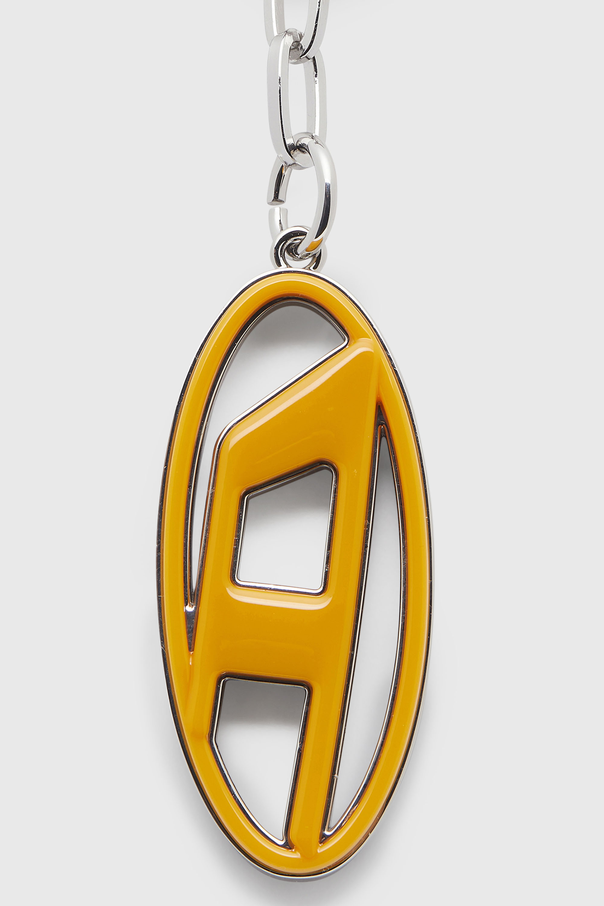 Diesel - CAGE-D LAYER, Man's Metal and resin Oval D keyring in Orange/Black - 3