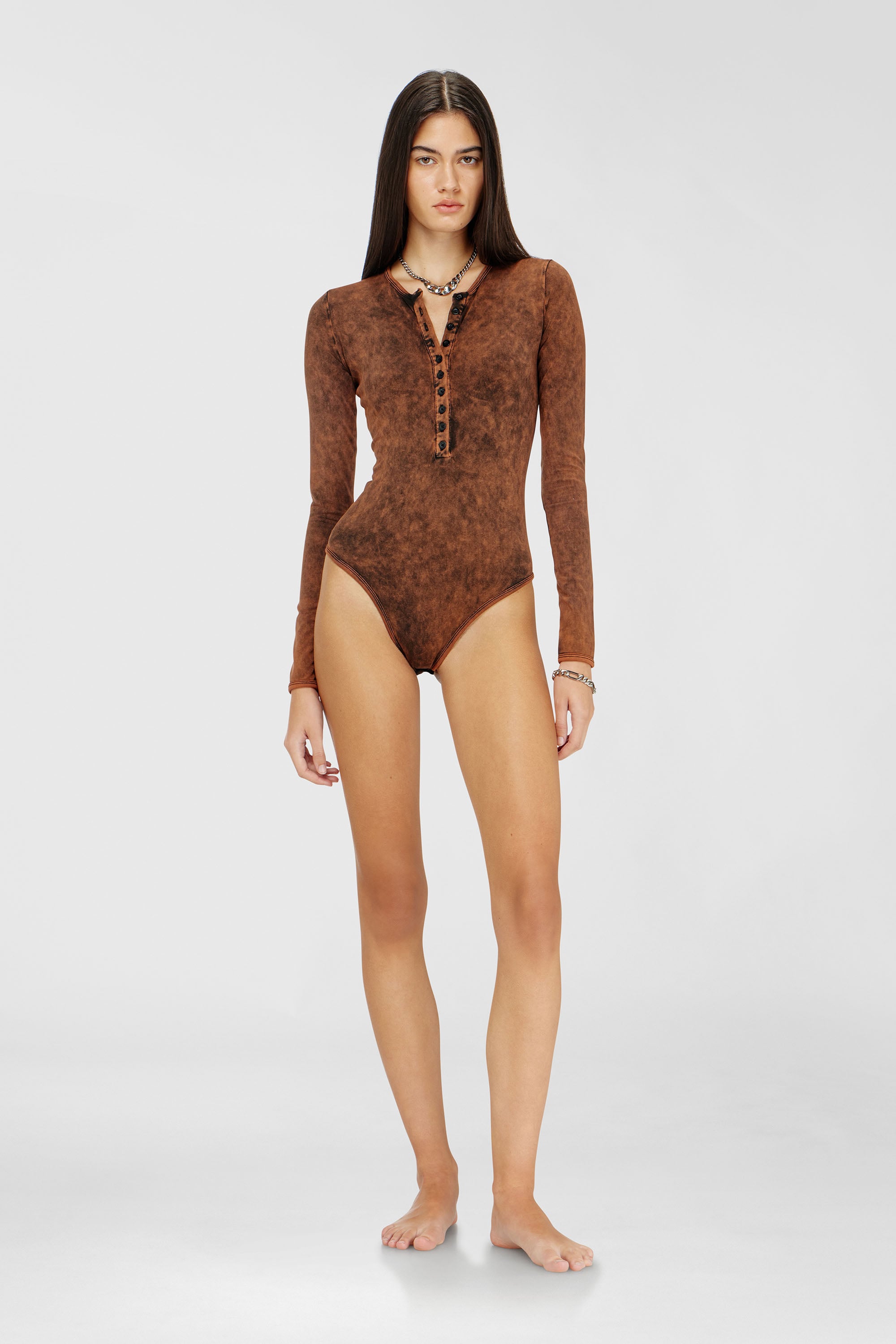 Diesel - FRESYA-DNM, Woman's Cotton bodysuit with buttoned front in null - 2