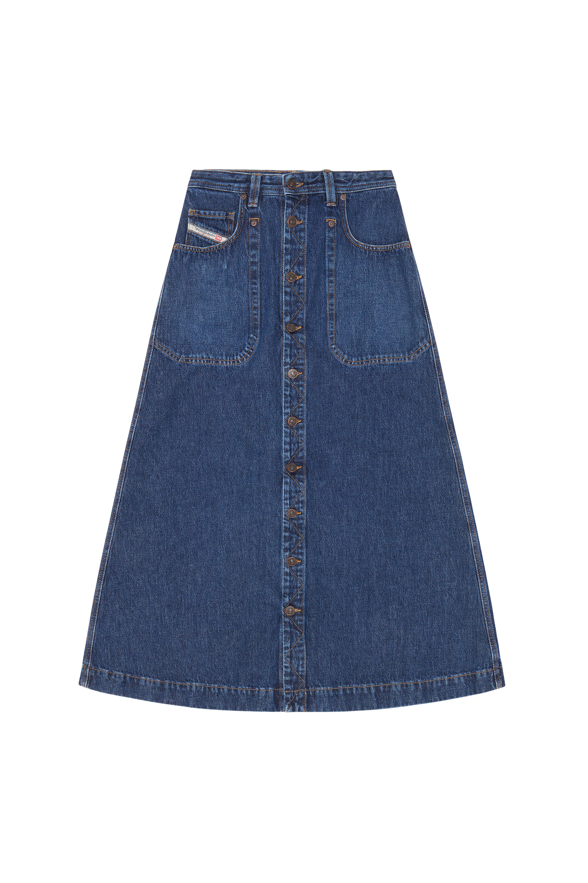 Diesel - DE-ALBUS-L A-LINE LONG SKIRT, Dark Blue - Image 3