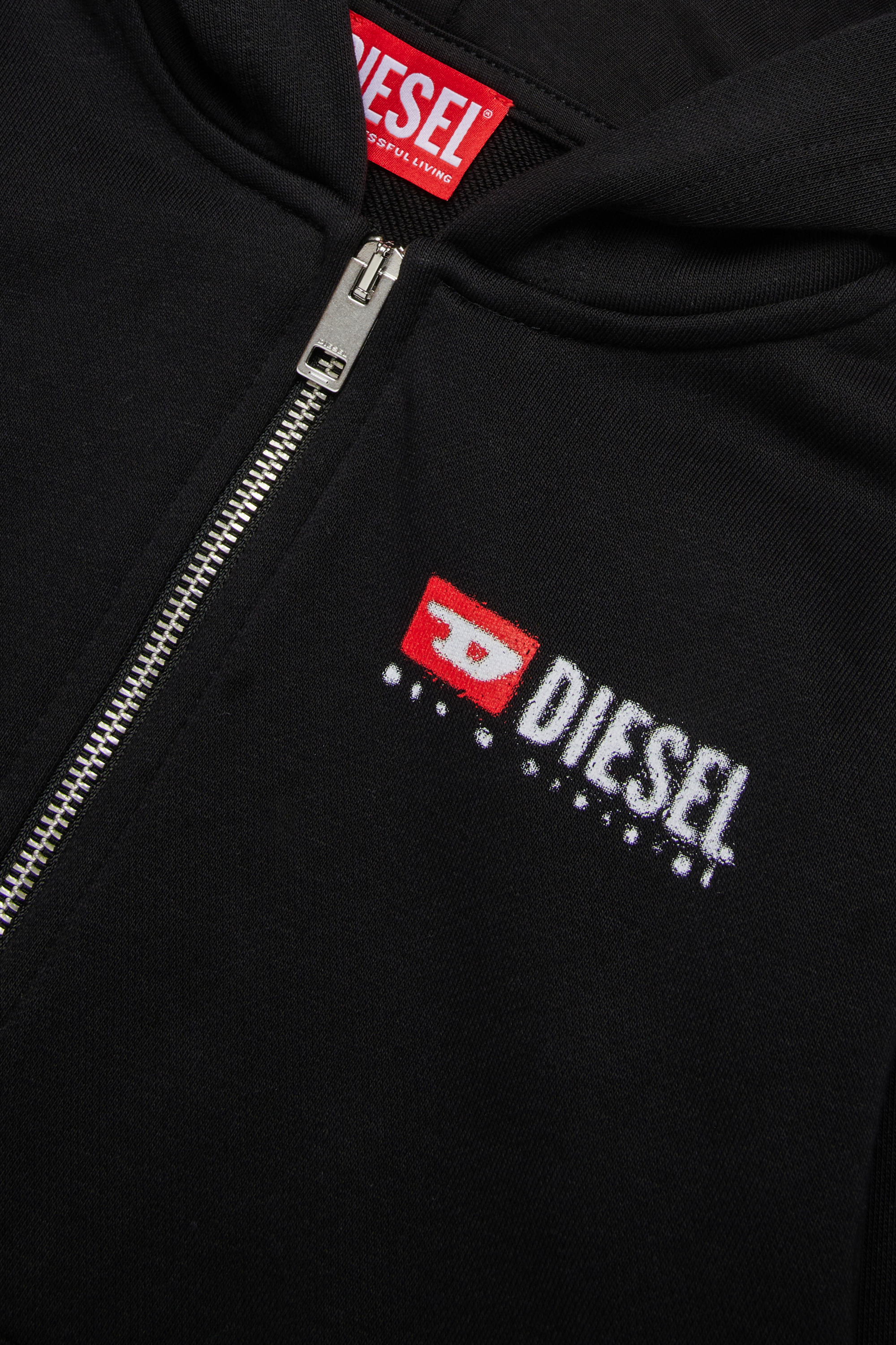 Diesel - SDROPSHOODZ OVER, Man's Cotton zip-up hoodie in Black - 4