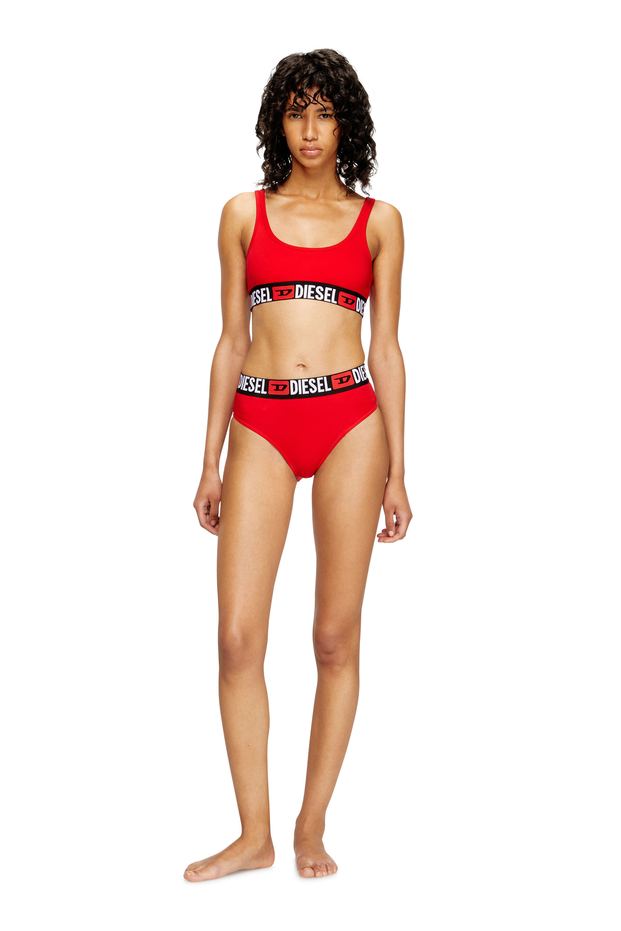 Diesel - UFSB-ORIBA, Woman's Bralette with logo band in Red - 1