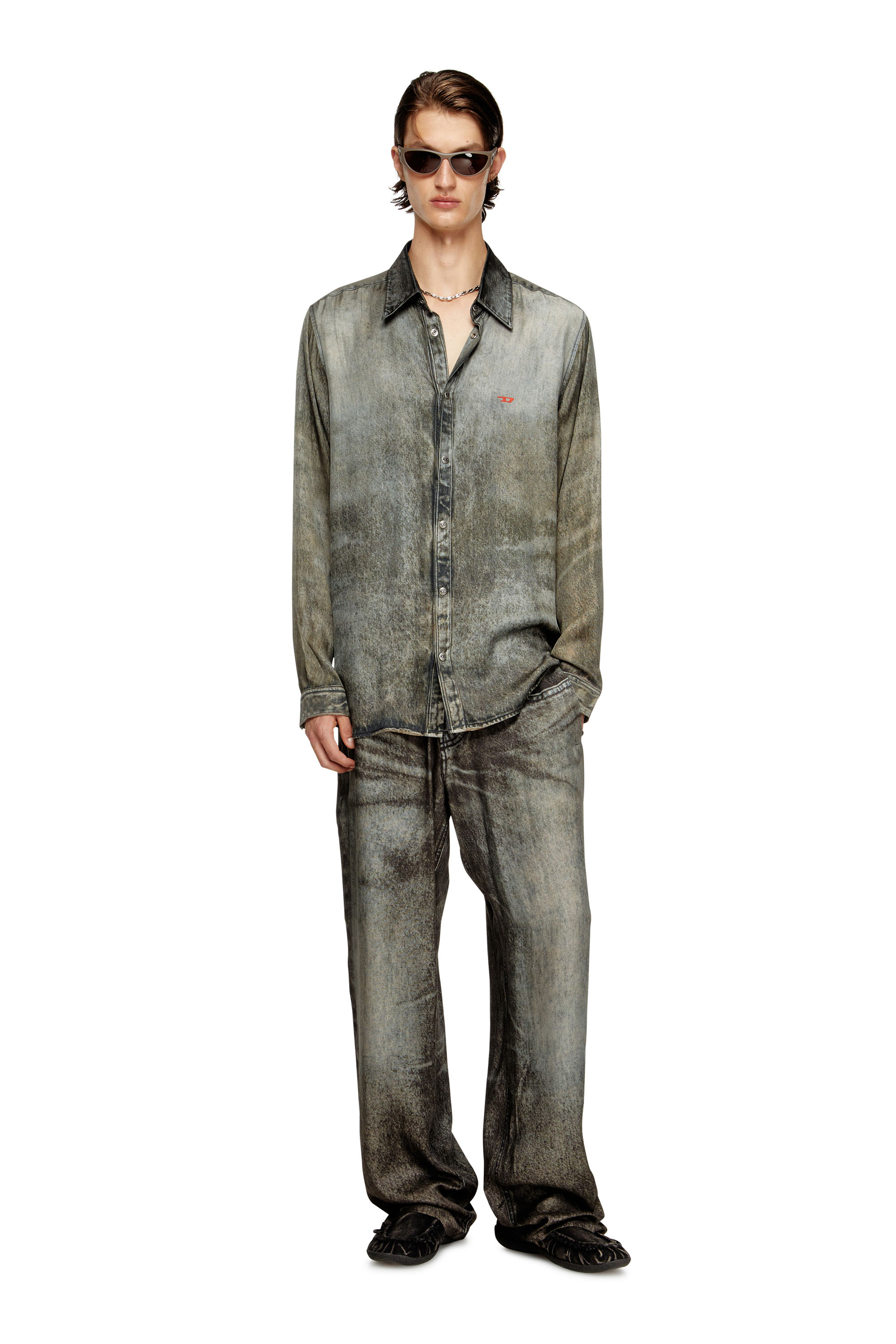 P-THECK-LKCT, Black Diesel - P-THECK-LKCT, Man's Elasticated pants in denim-look viscose in Black - 1