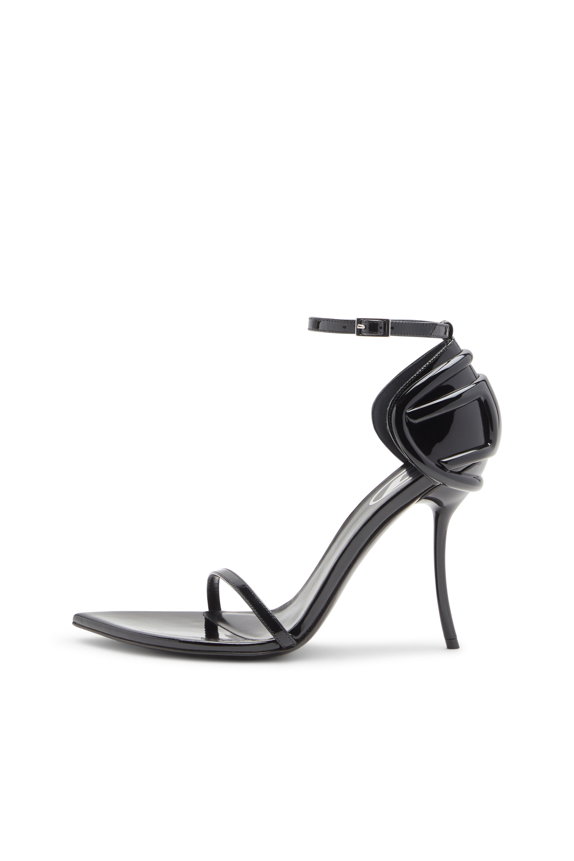 Diesel - D-TEN&HALF SANDAL, Woman's D-Ten&Half-Stiletto sandals in patent leather and satin in Black - 7