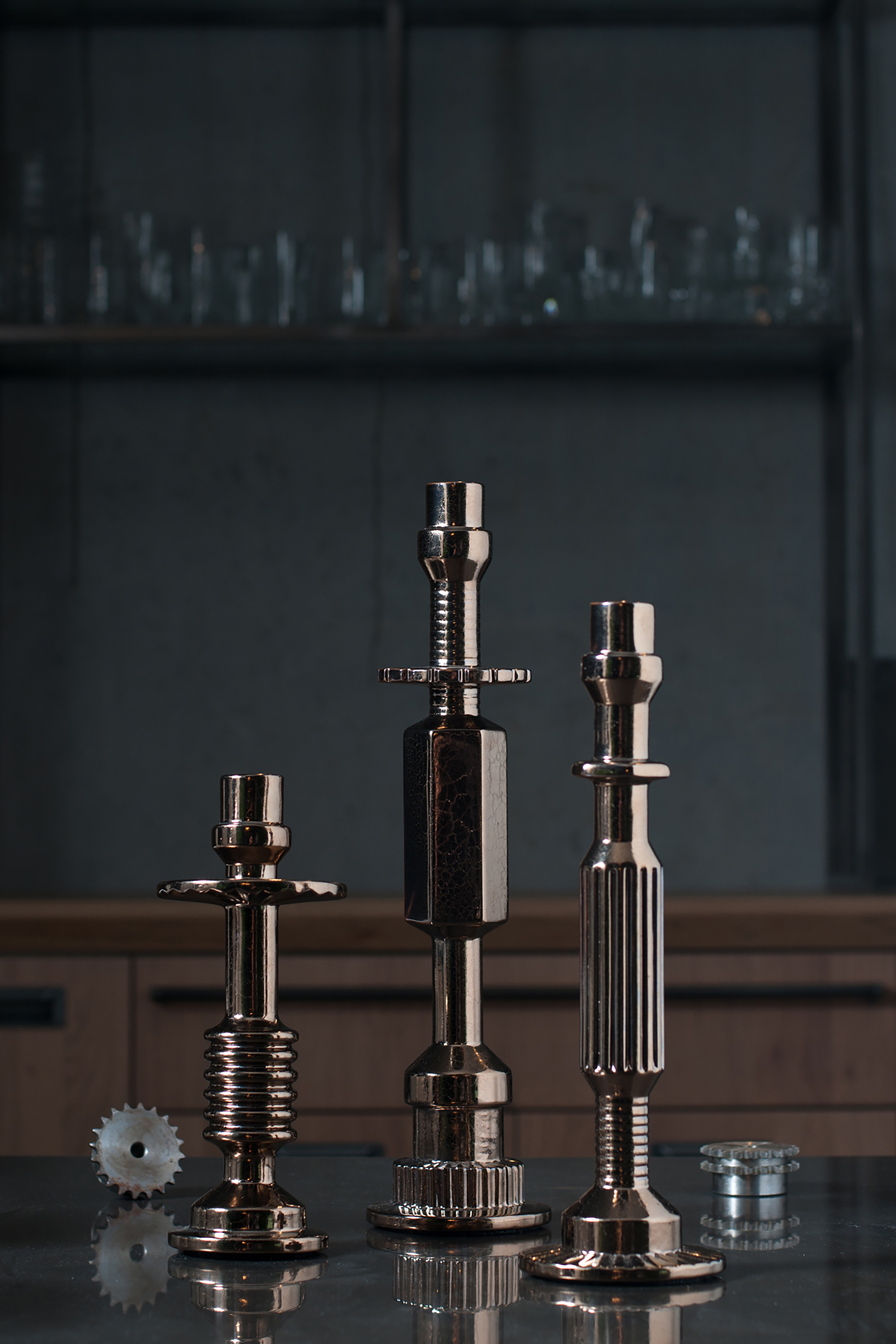 Diesel - 10954 TRANSMISSION, Unisex's Bronze small porcelain candleholder in Bronze - 3