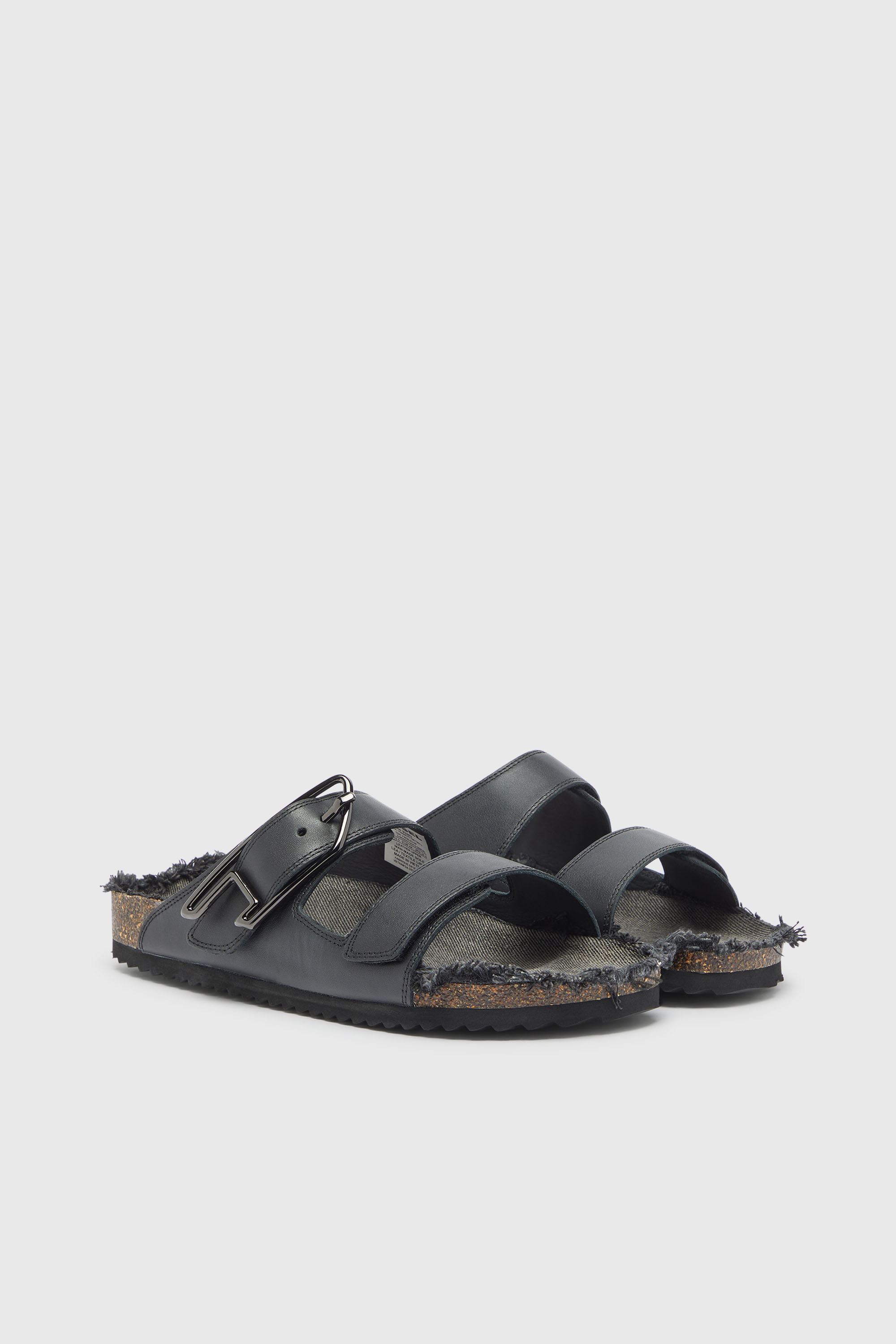 Diesel - D-WOODSTOCK D SANDAL, Man's D-Woodstock - Leather slide with cork footbed in Black - 2