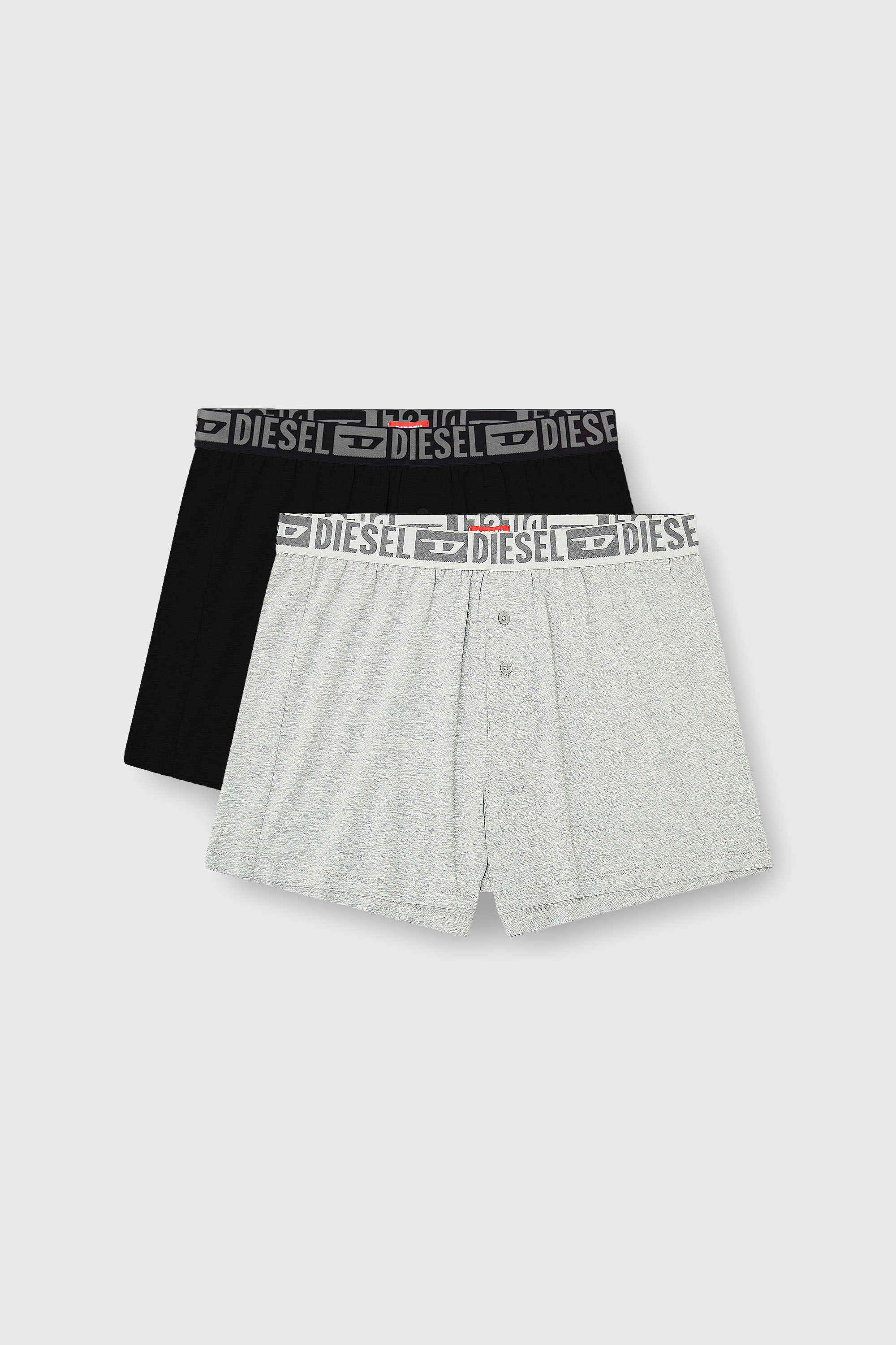 Diesel - STARKIE-D-CORE-2PACK, Man's Two-pack boxer shorts in stretch cotton in Grey/Black - 2