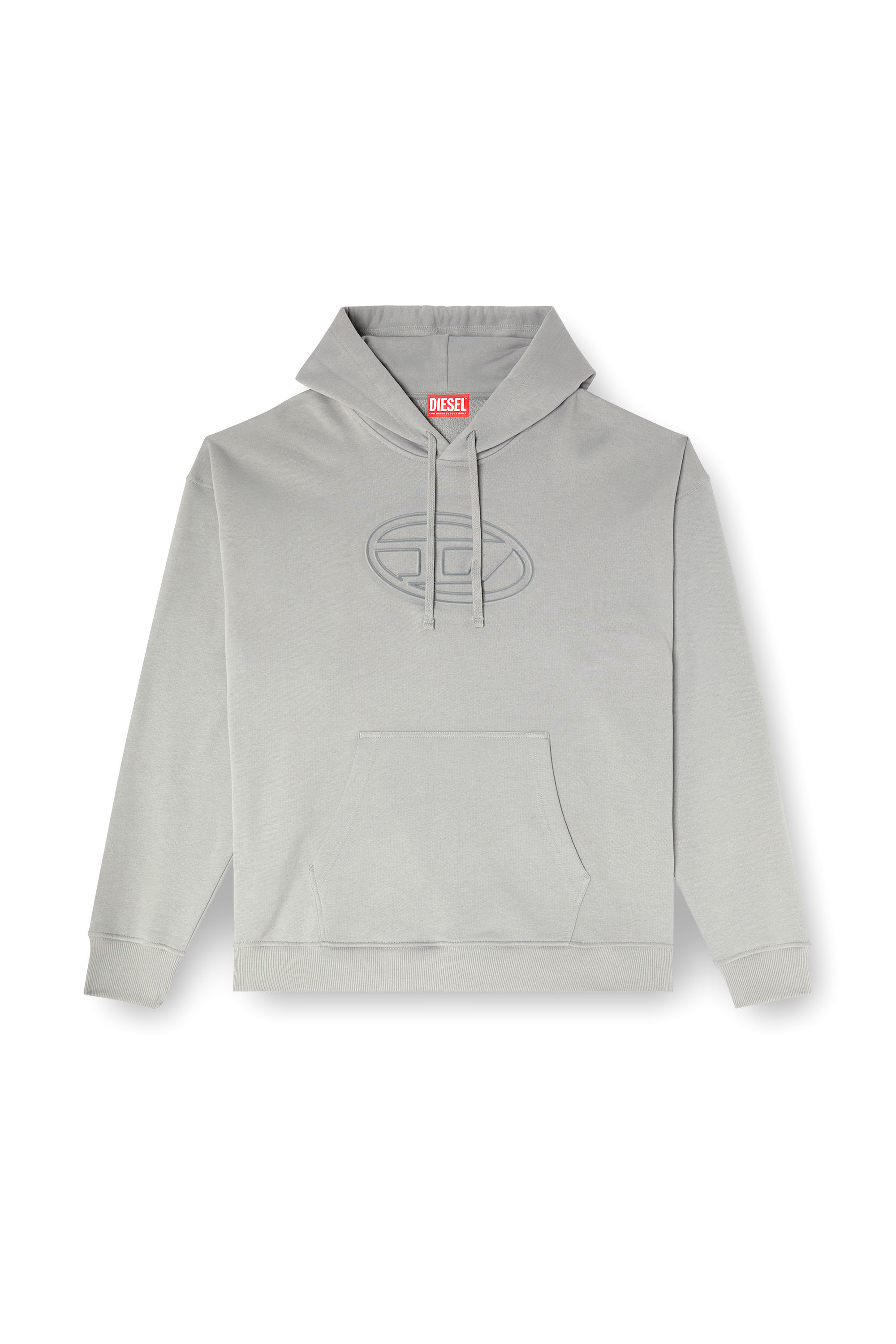 Diesel - S-UMMER-BIGOVAL, Man's Hoodie with embossed Oval D in Light Grey - 7