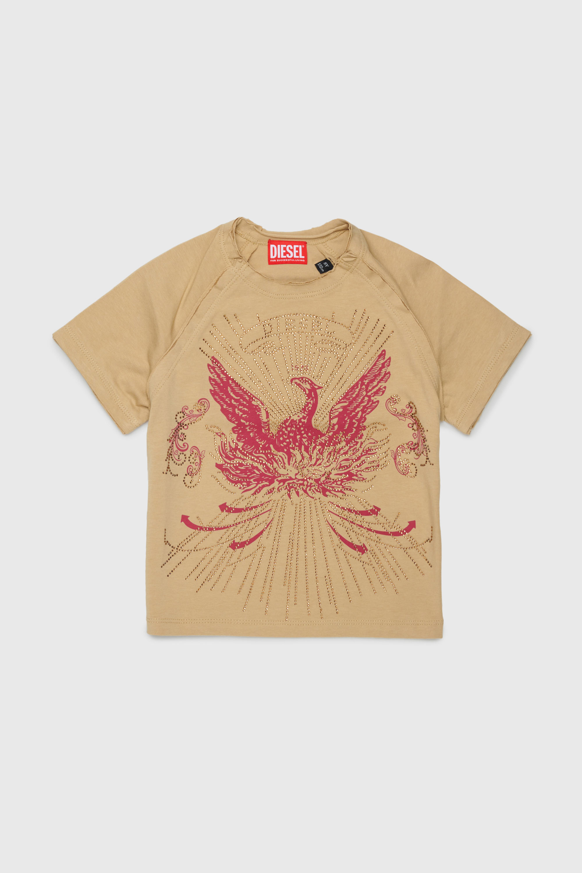 Diesel - TAROWEENA, Woman's T-shirt with embellished phoenix motif in Brown - 1