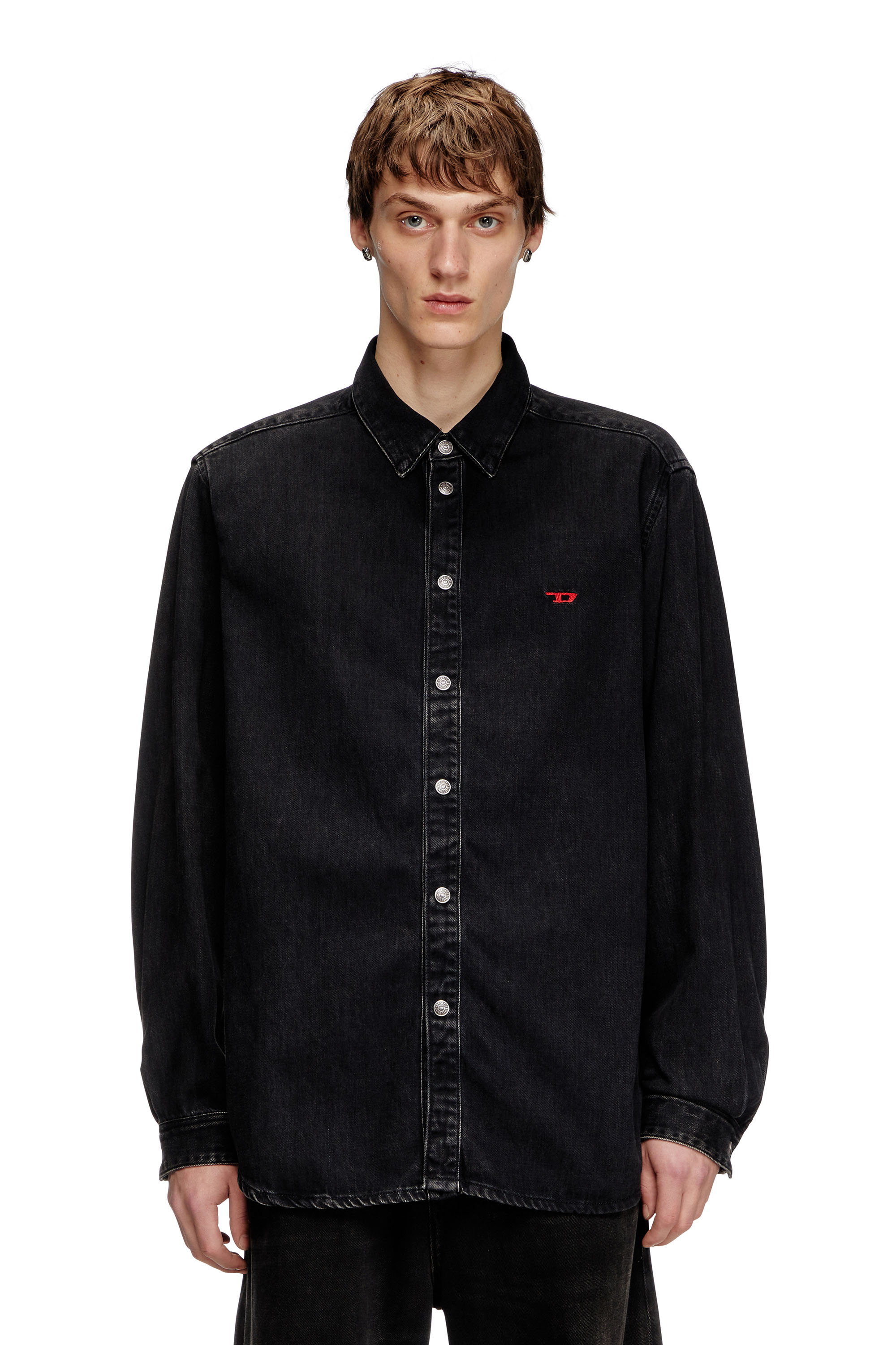 Diesel - D-SIMPLY, Man's Shirt in Tencel denim in Black - 3