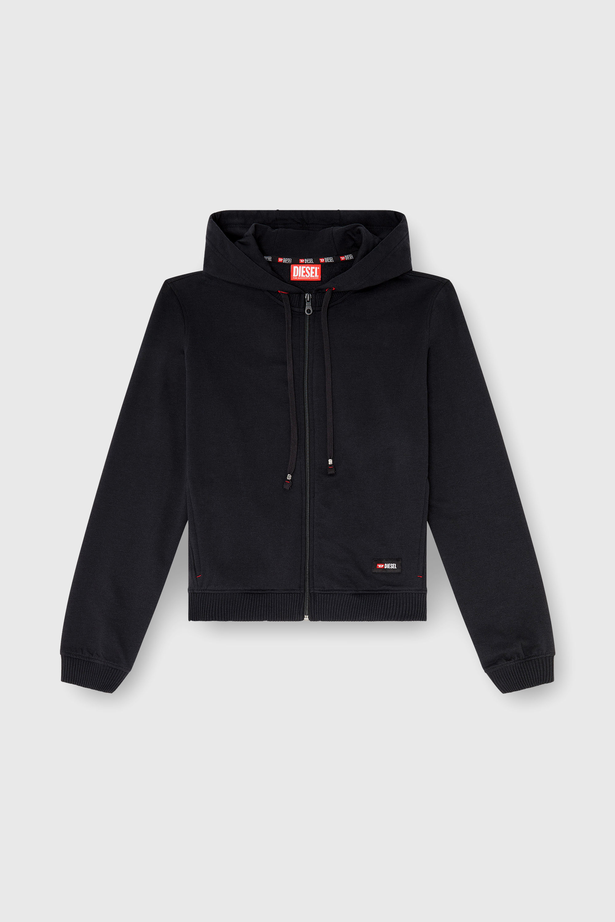 Diesel - HARRIET-D-CORE, Woman's Hoodie in peached cotton blend in Black - 2