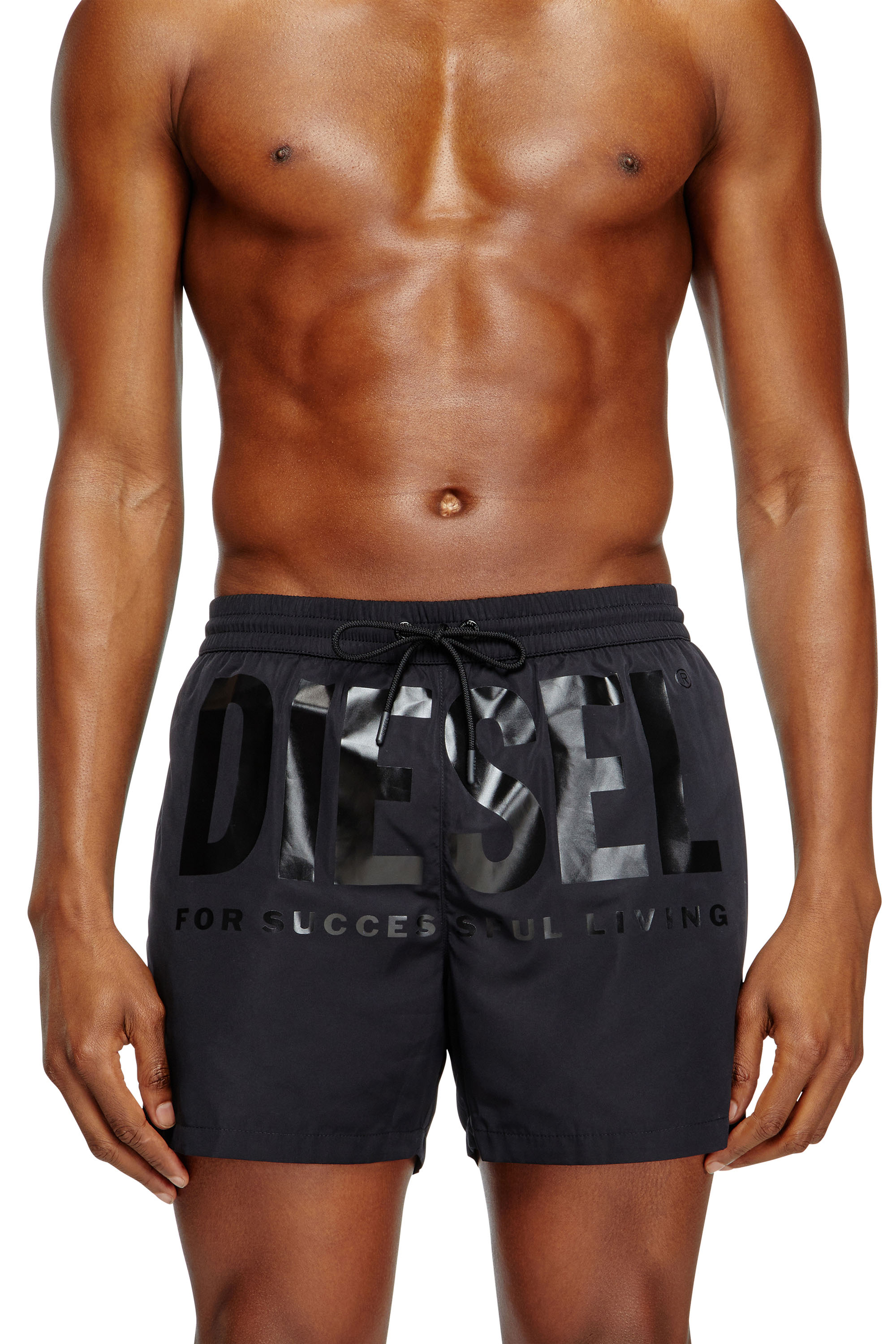 Diesel - KEN-37-D-CORE, Man's Mid-length swim shorts with maxi logo in Black - 2