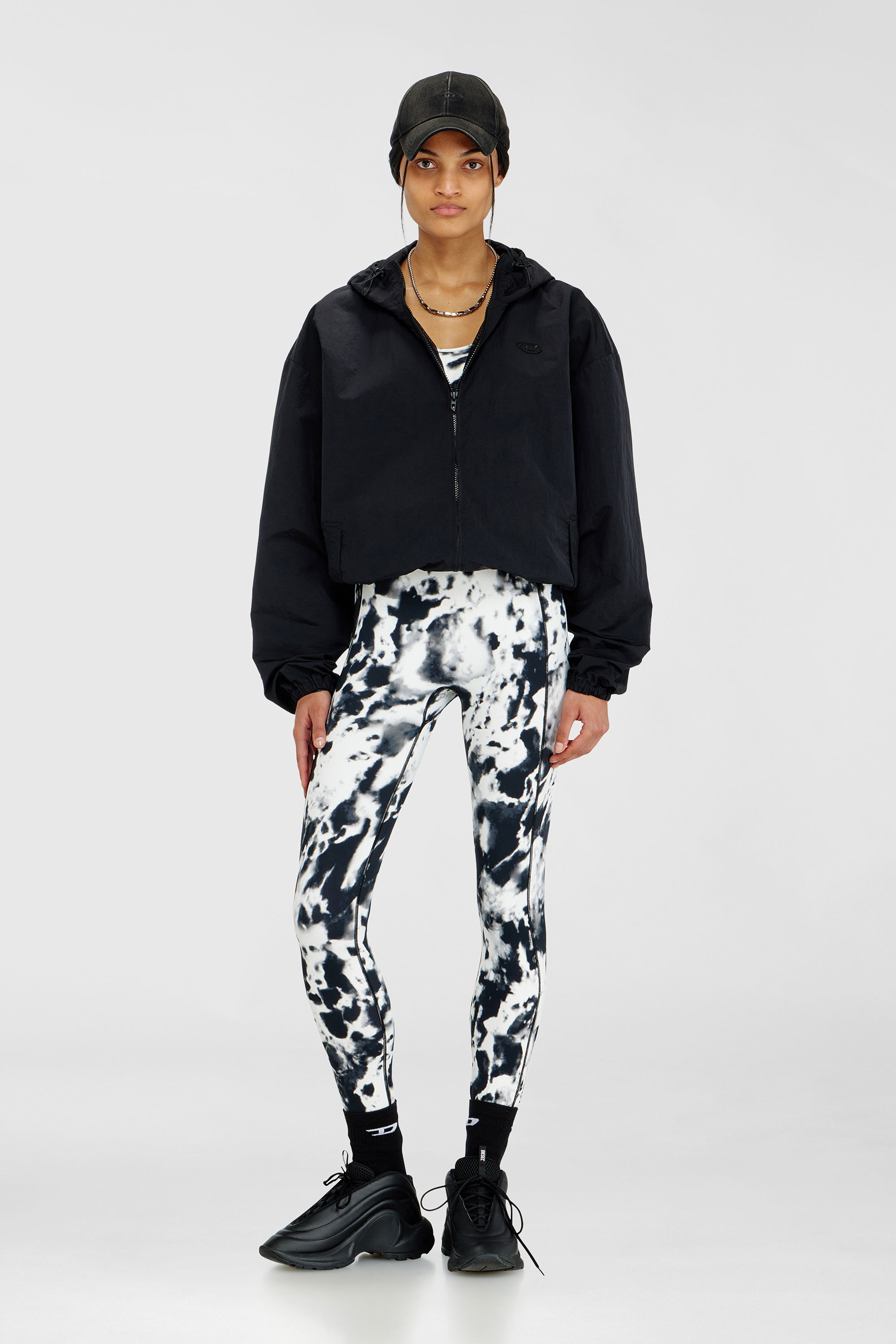 Diesel - ADELINE-D-POP, Woman's Leggings in printed microfibre in White/Black - 5