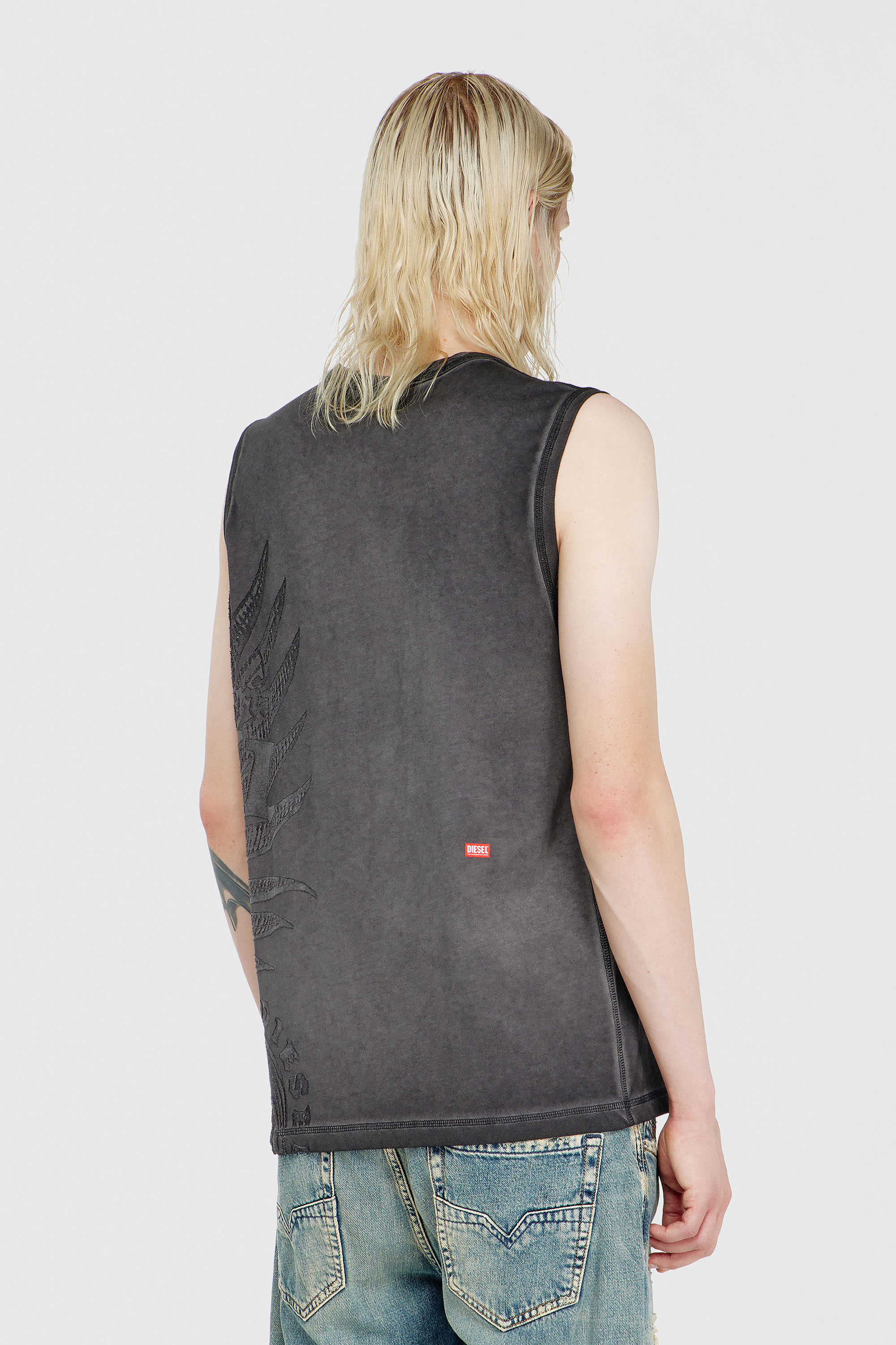 Diesel - T-RAWBISCO, Man's Sleeveless jersey top with embossed graphics in Dark grey - 4
