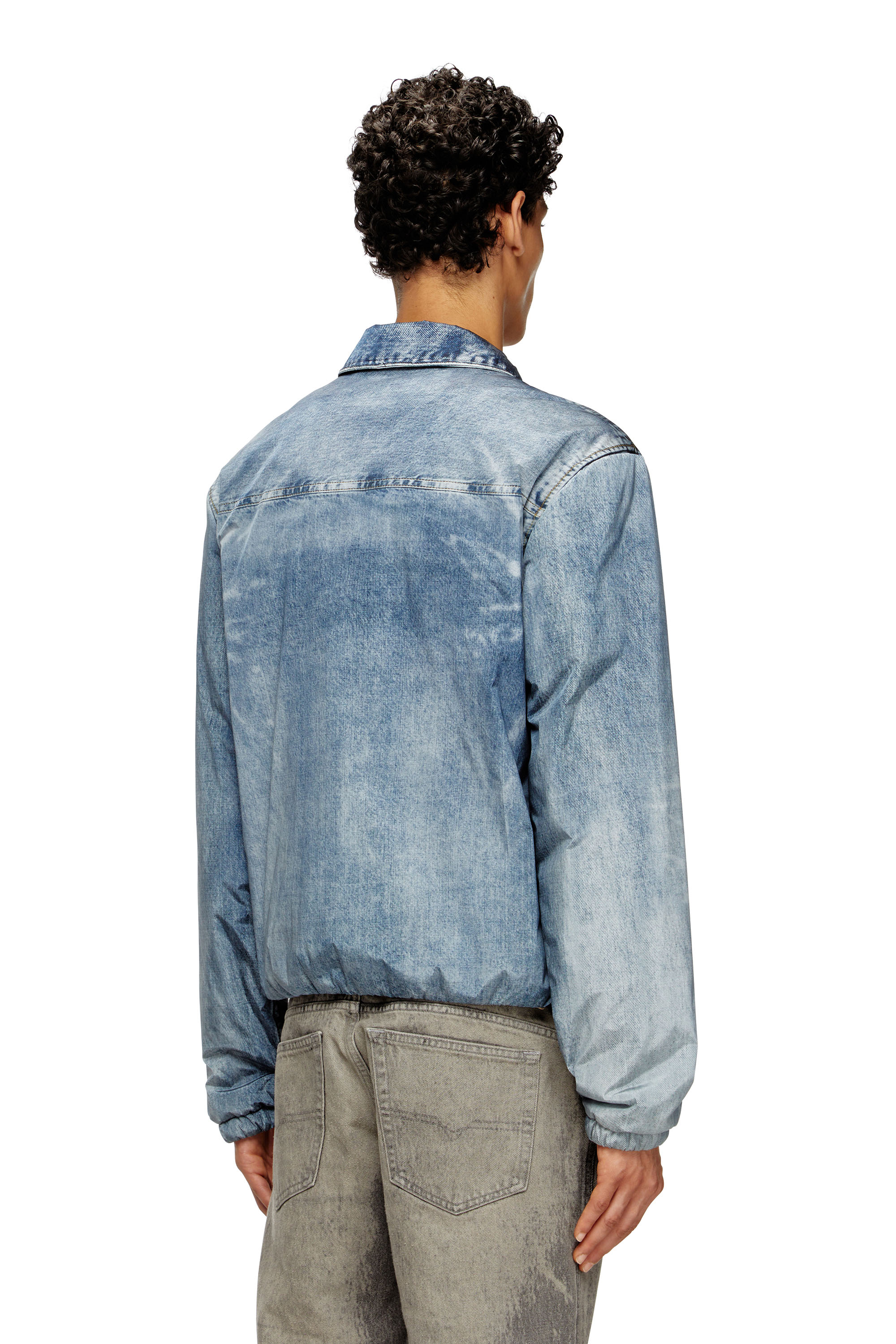 Diesel - J-ACT, Man's Jacket in denim-effect nylon in Light Blue - 4