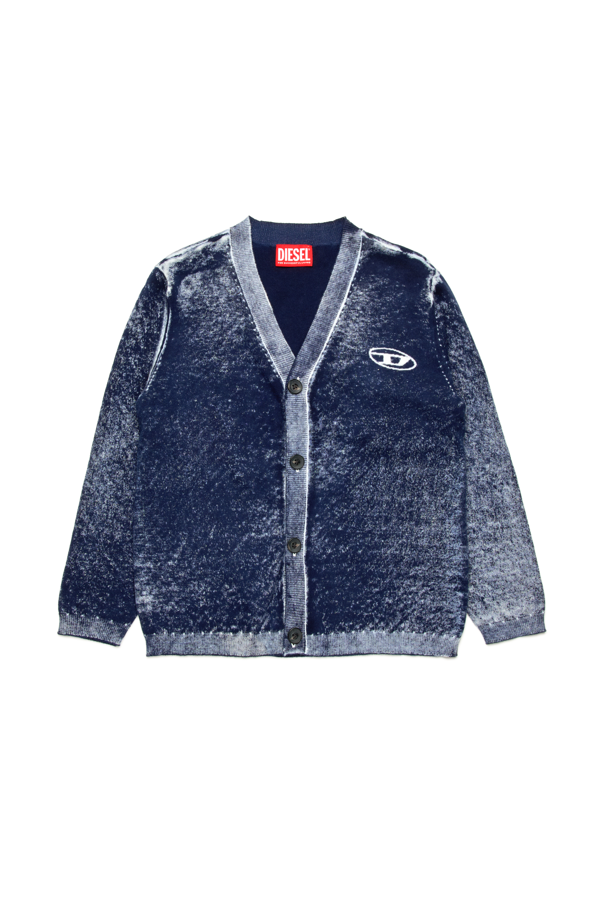 Diesel - KLAR CARDIGAN OVER, Man's Reverse-print cardigan with Oval D logo in Dark Blue - 1