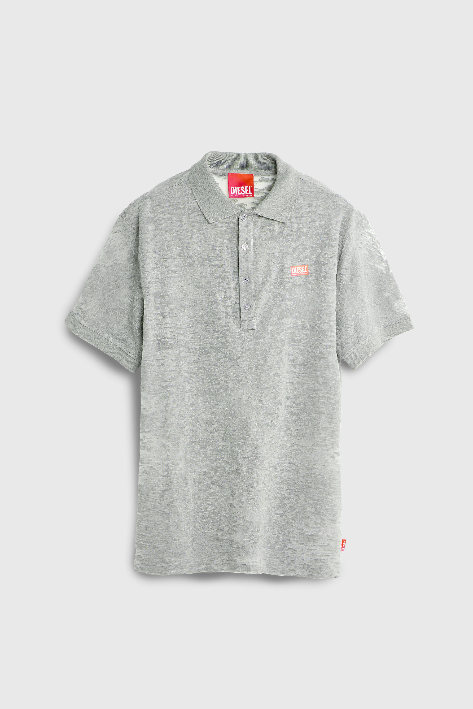 Diesel - PR-T-REJUST, Man's Polo shirt in all-over devor&eacute; jersey in Light Grey - 2