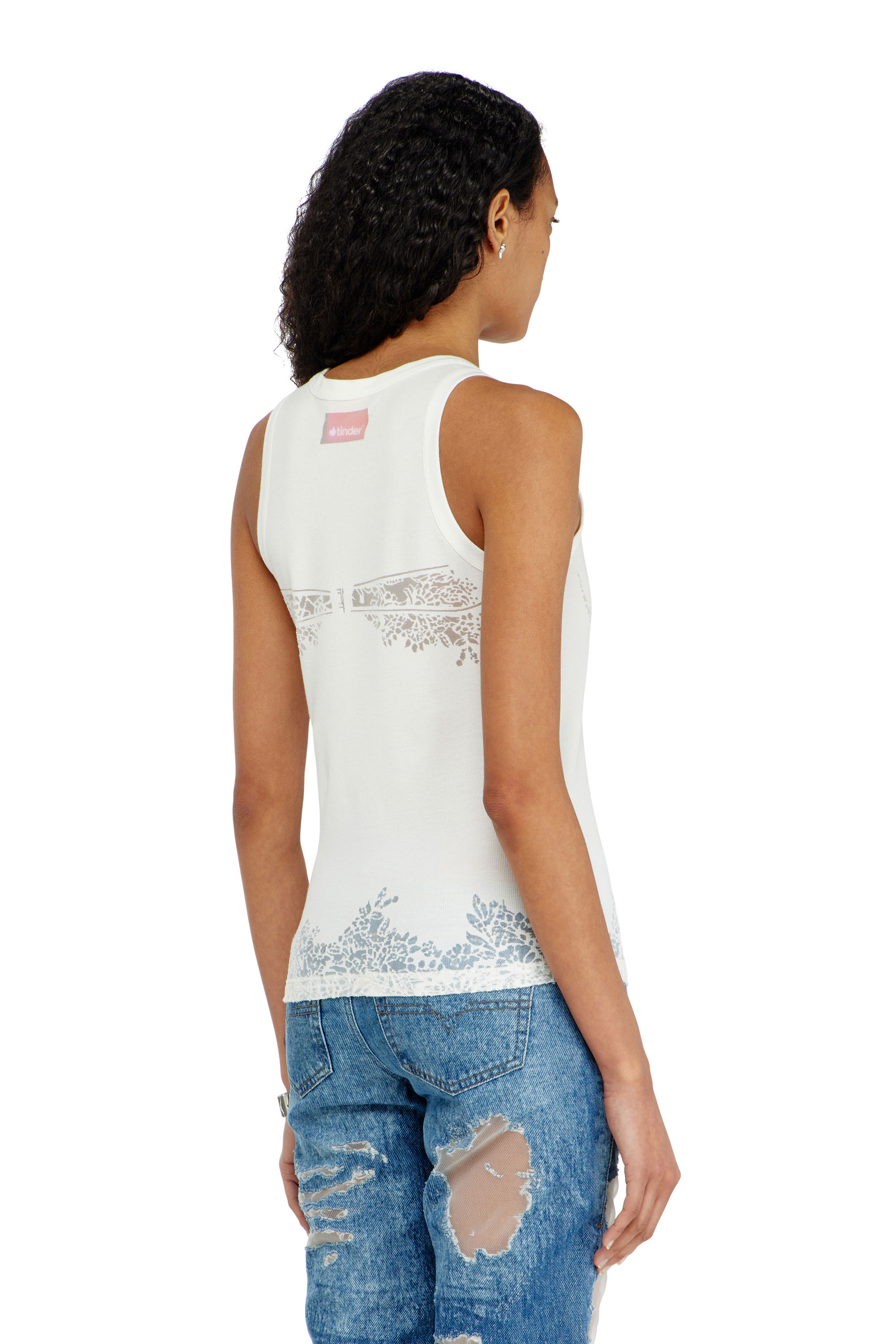 Diesel - PR-T-ANKI-LACE-R, Woman's Tank top with devor&eacute; lace effect in White - 4