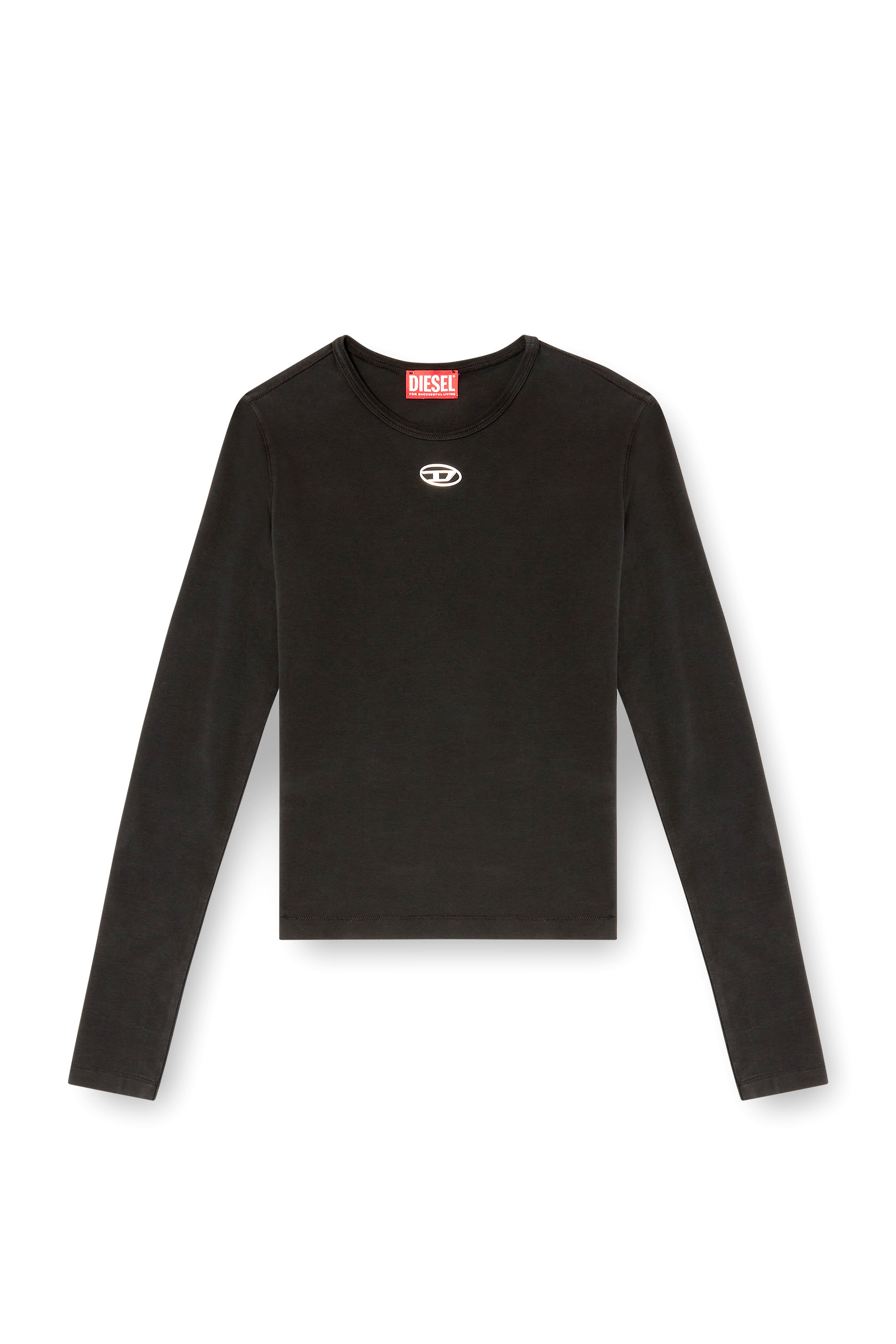 Diesel - T-UNCUTIESLONG-LS-OD, Woman's Cotton sweater with Oval D logo in Black - 3