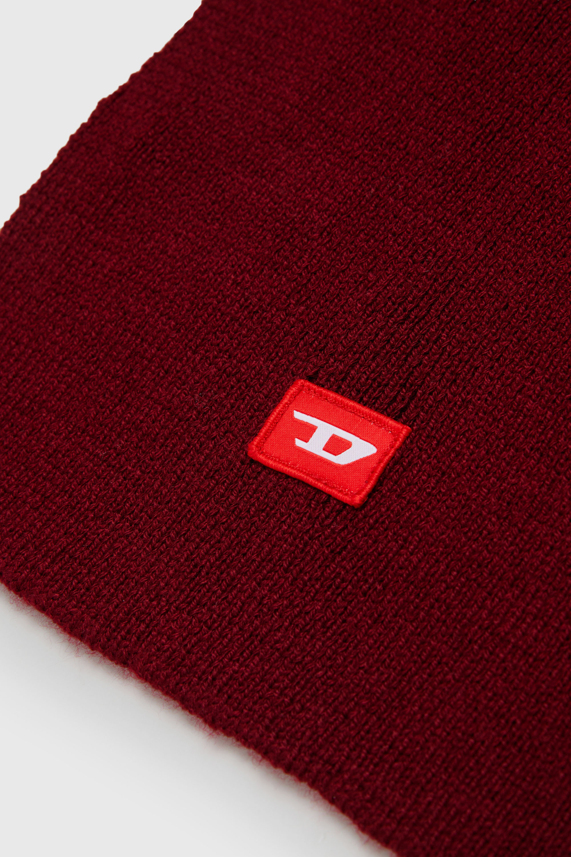 Diesel - RLOT, Unisex's Wool-blend scarf with D logo patch in Red - 3