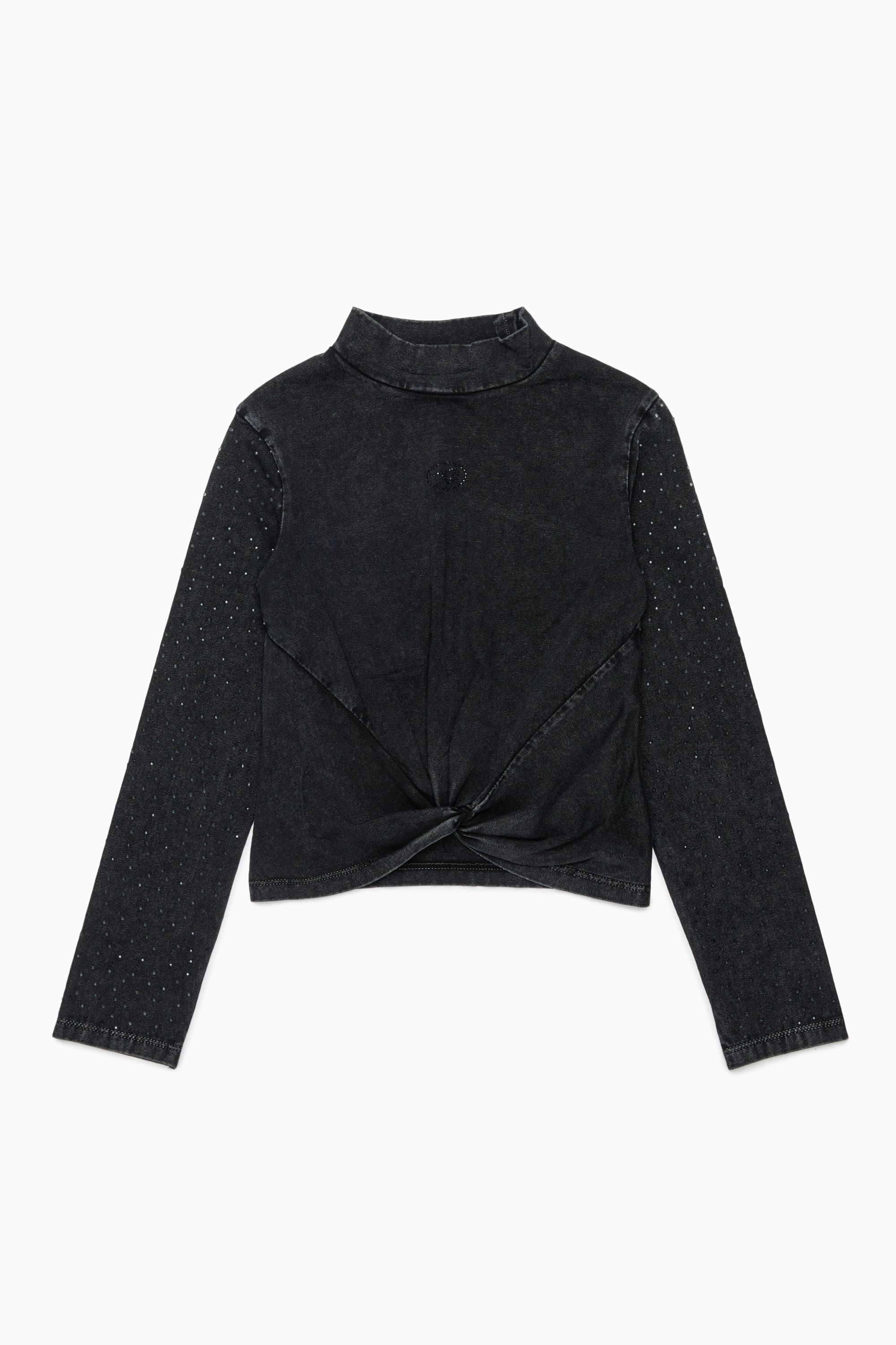 Diesel - TKNOT, Woman's Twist-hem top with rhinestones in Black - 1