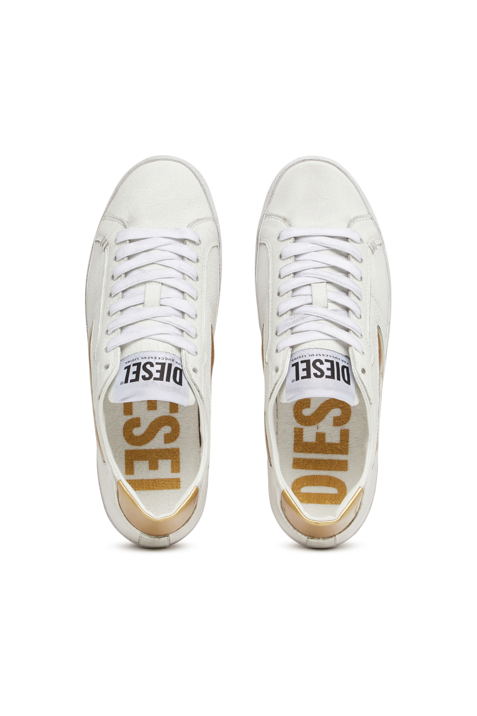 Diesel - S-LEROJI LOW W, Woman's S-Leroji Low W - Low-top sneakers with metallic D logo in White/Yellow - 4