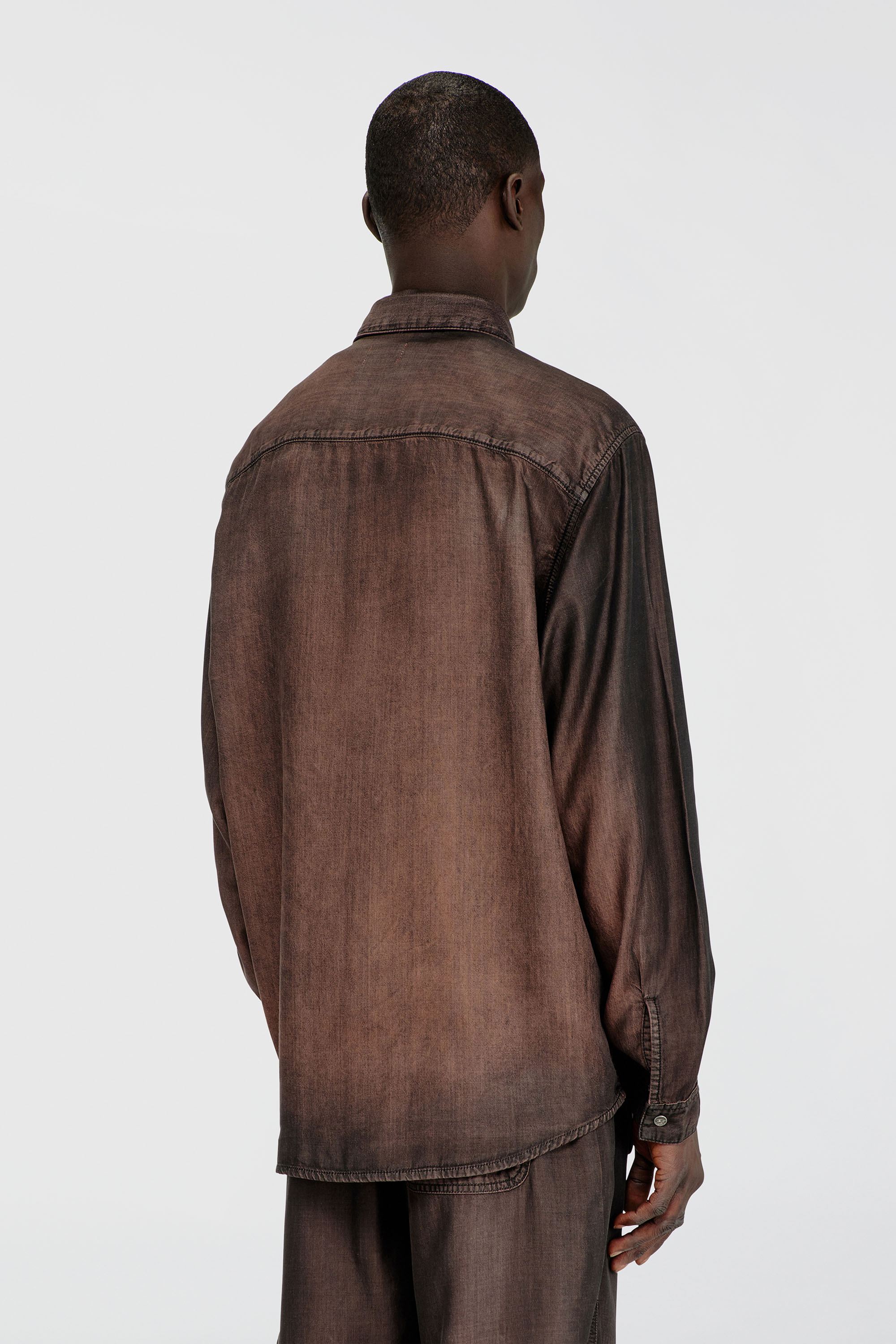 Diesel - D-SIMPLY-S16, Man's Shirt in fluid coated denim in Brown - 4
