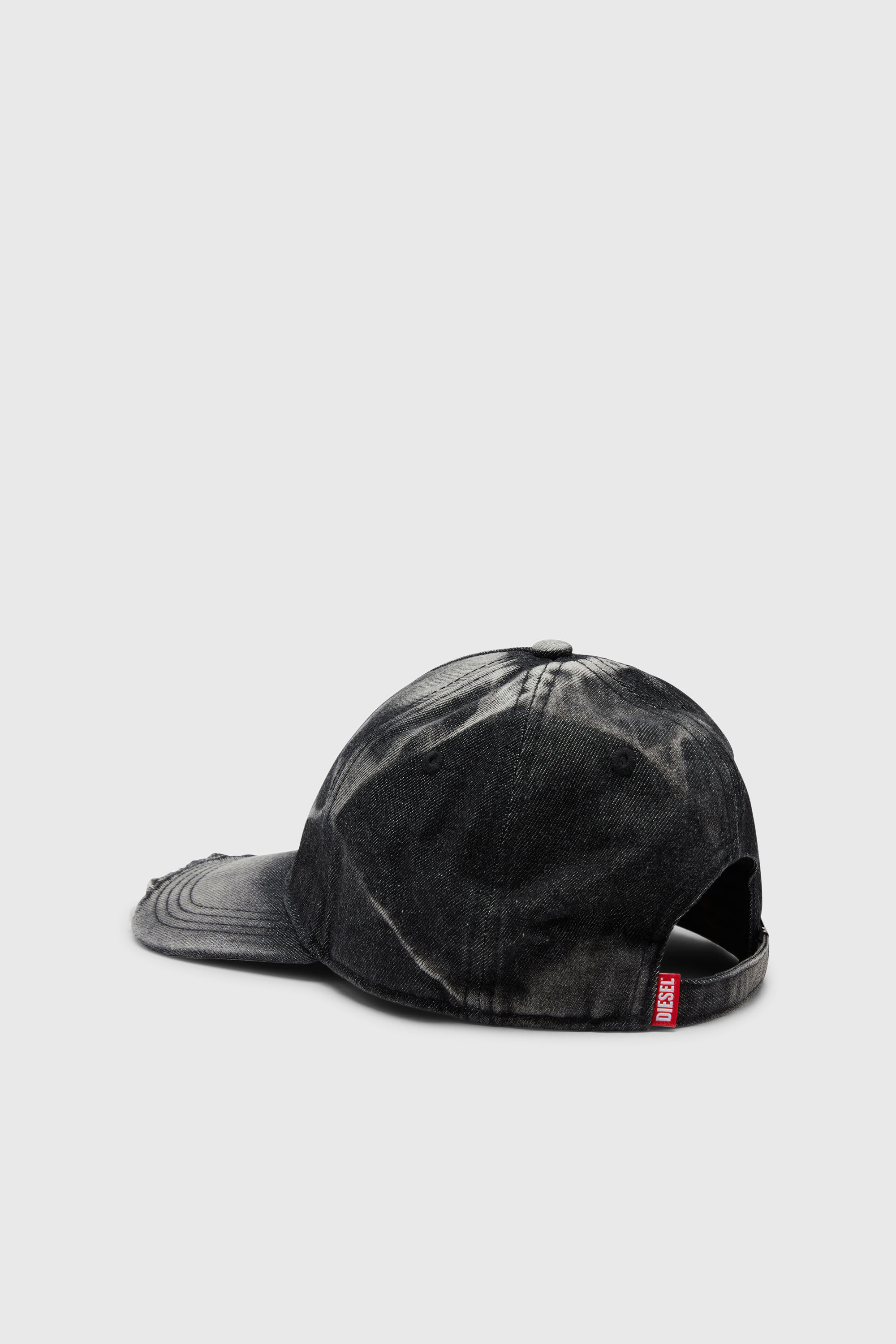 Diesel - C-SEYMON-BLACK, Man's Baseball cap in destroyed denim in Black - 2
