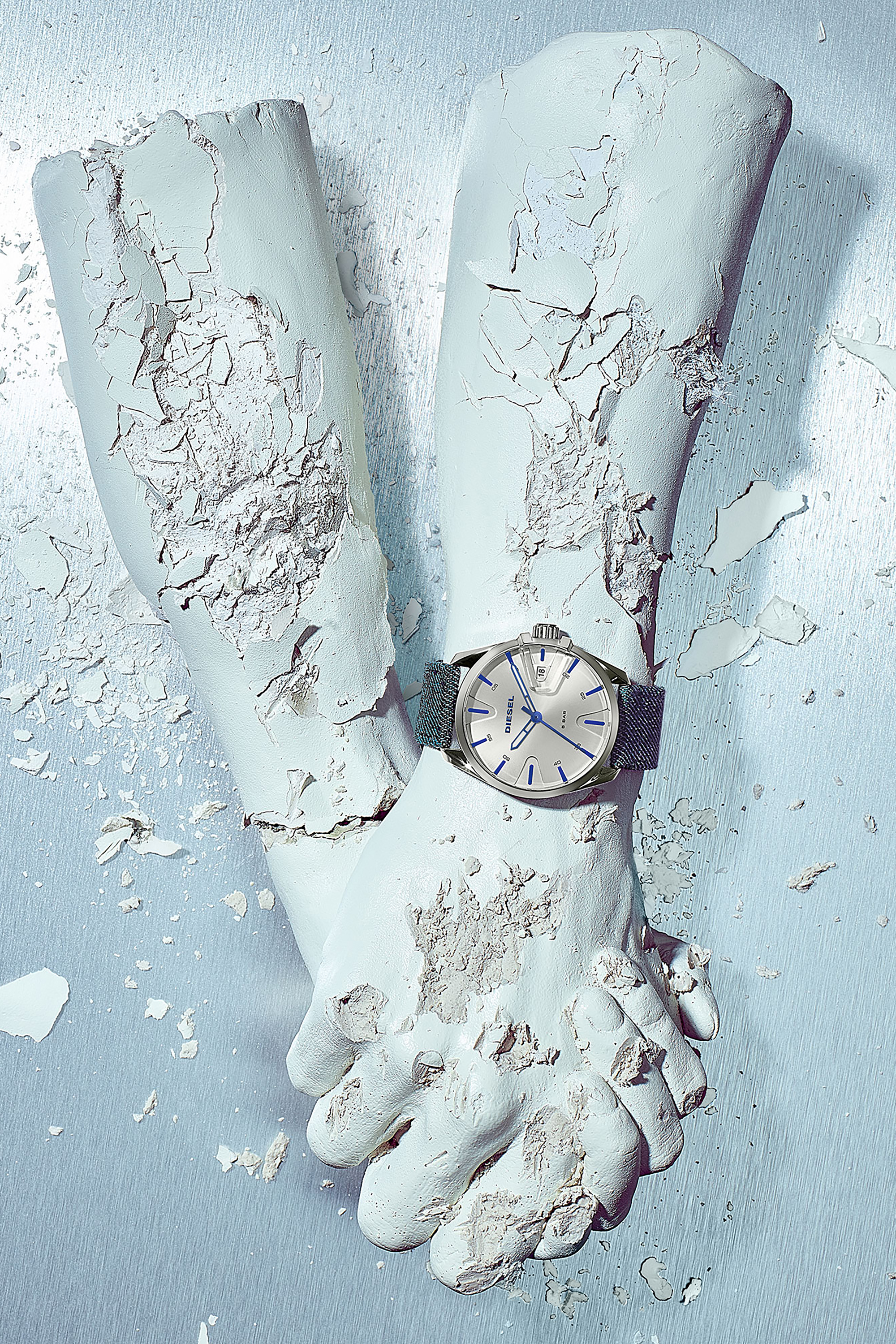 Diesel - DZ1891, Man's MS9 three-hand blue denim watch in Blue Jeans - 3