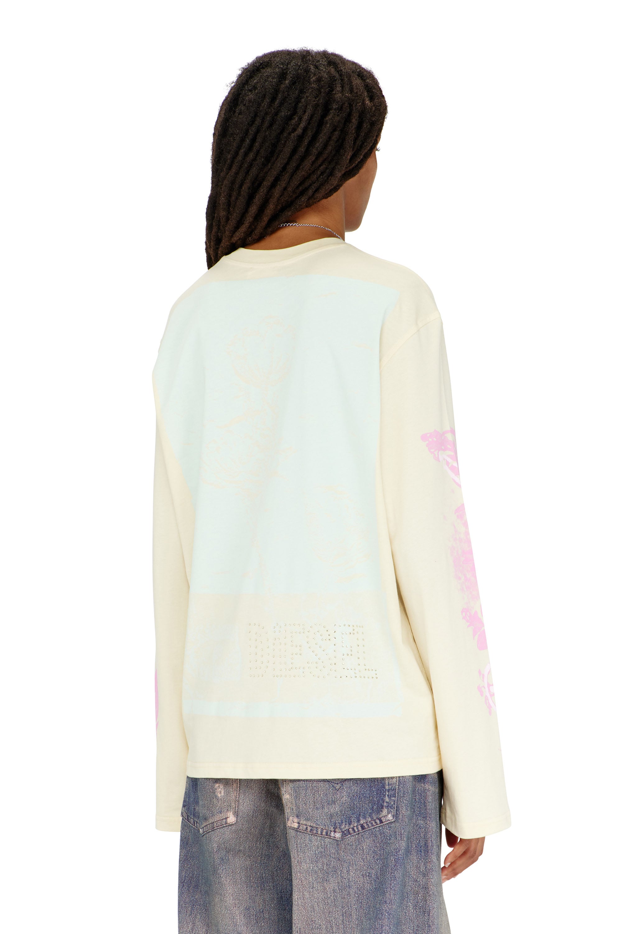 Diesel - T-HILARY-LS-AA3, Woman's Long-sleeve T-shirt with graphic prints and crystals in null - 4