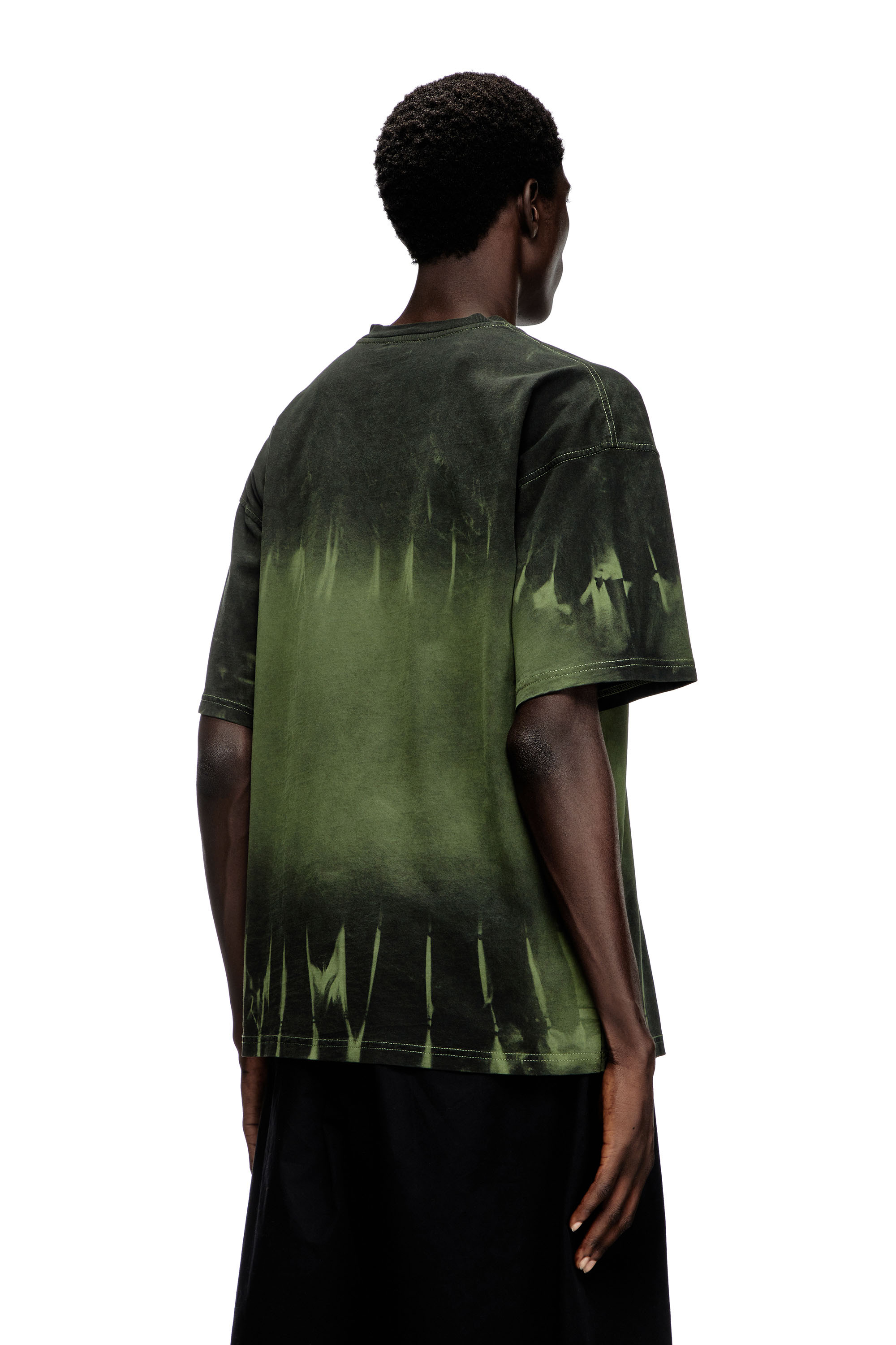 Diesel - T-BOXT-R3, Man's Tie-dye T-shirt with logo print in Dark Green - 3