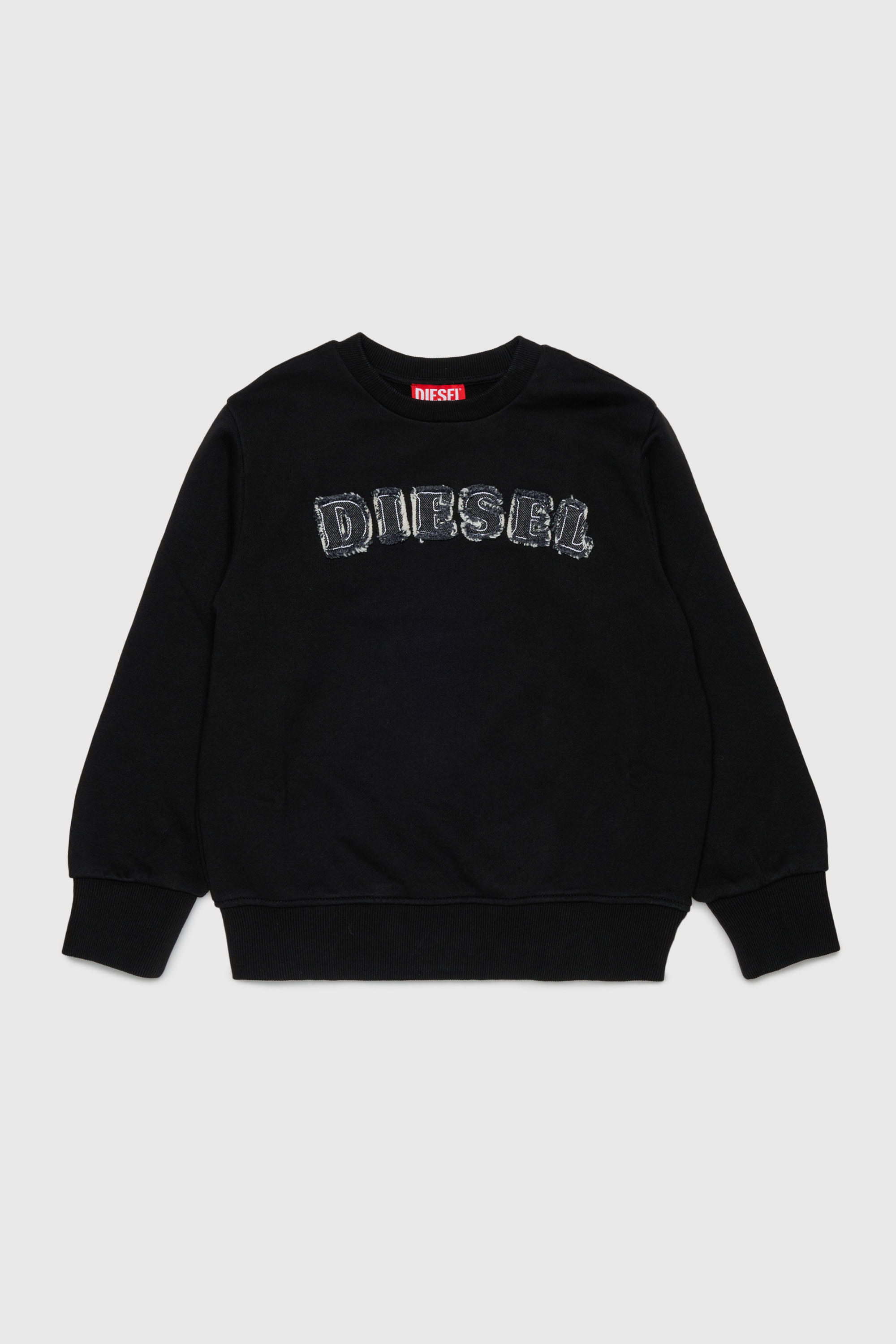 Diesel - SJEANS OVER, Man's Sweatshirt with frayed logo letters in Black - 1
