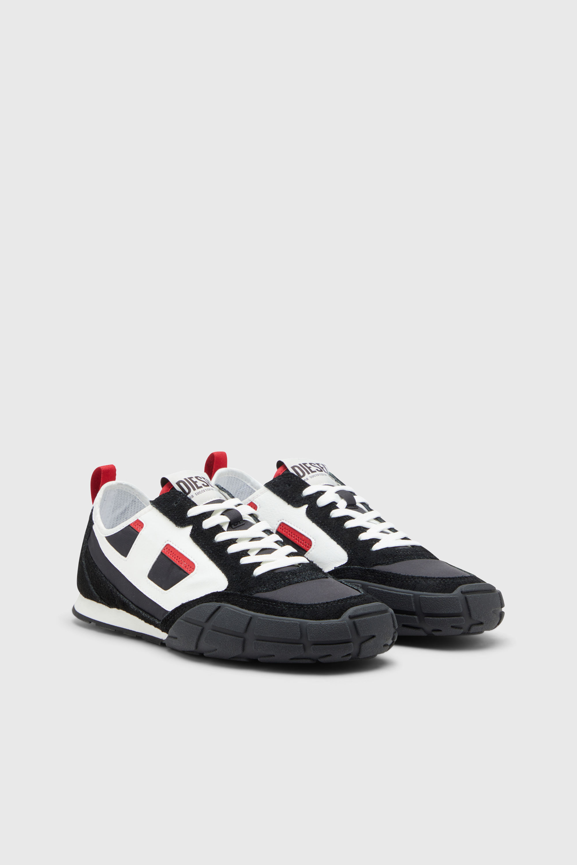 Diesel - S-PAGODHA LOW, Man's S-Pagodha-Sneakers in leather, suede and ripstop in Black/Red - 2