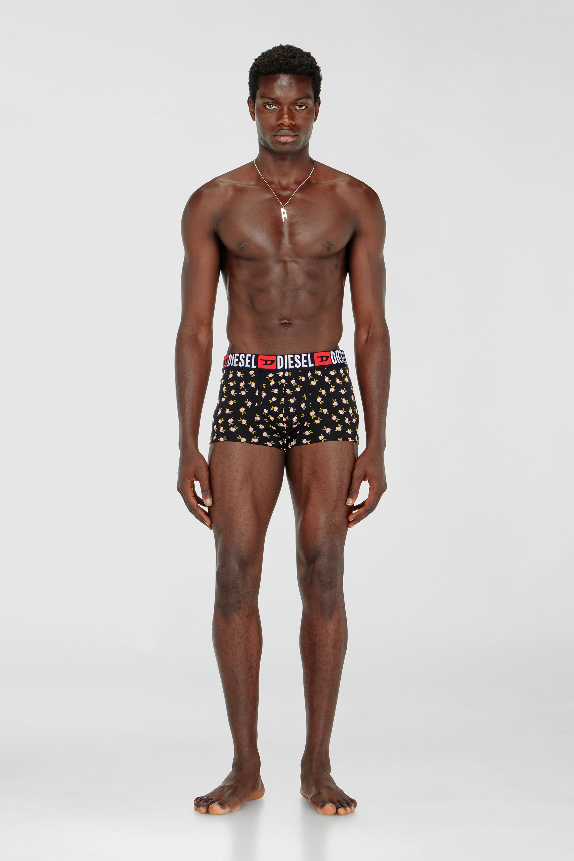 Diesel - UMBX-DAMIENTHREEPACK, Man's Three-pack of stretch cotton trunks with floral print in Black/Red - 1